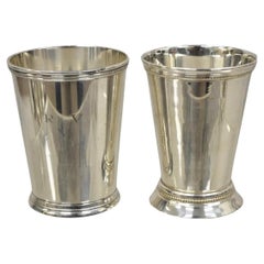 2 Vintage Silver Plated Mint Julep Cups Tumblers 1 with Monogram - 2 Pieces
