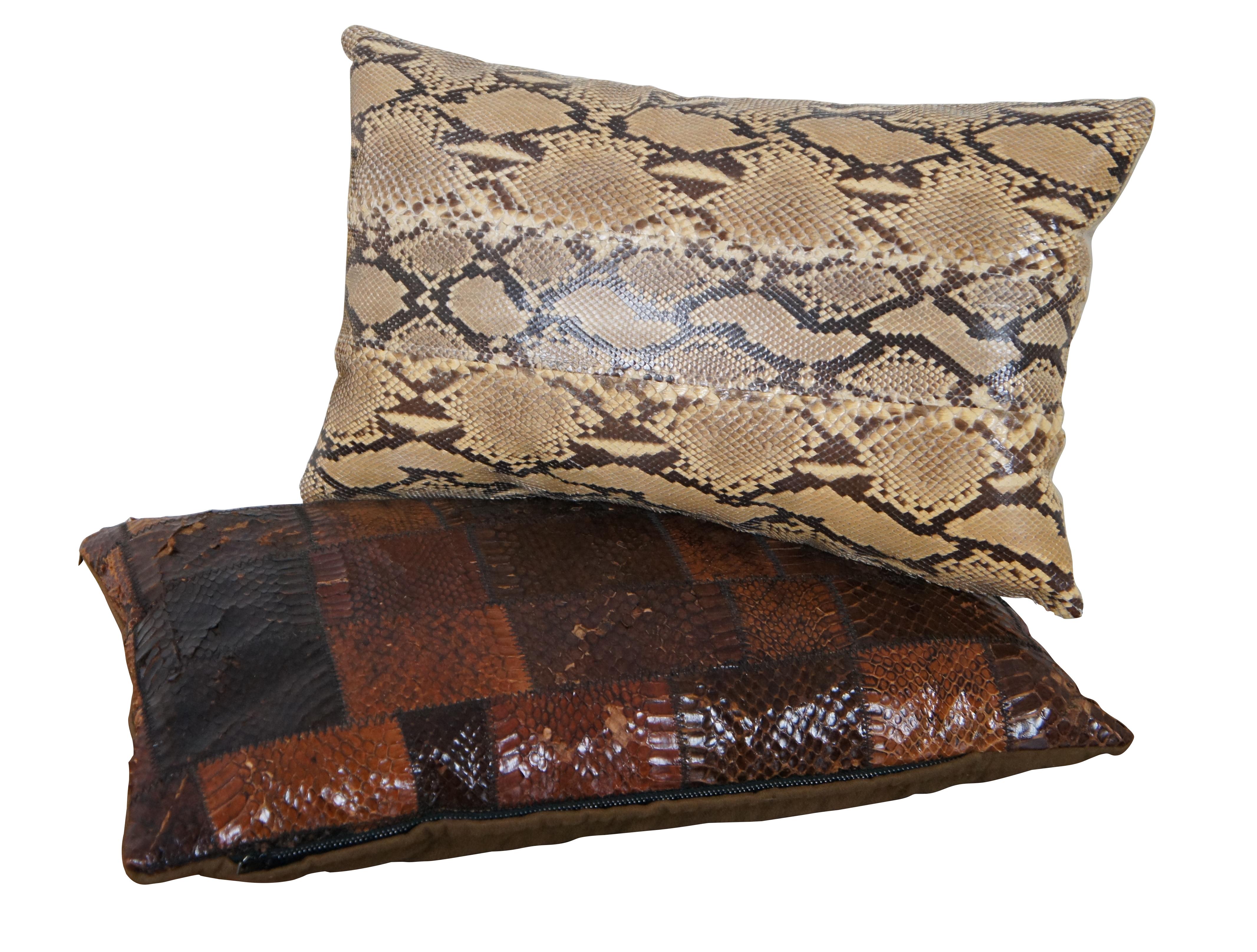 brown leather lumbar pillow
