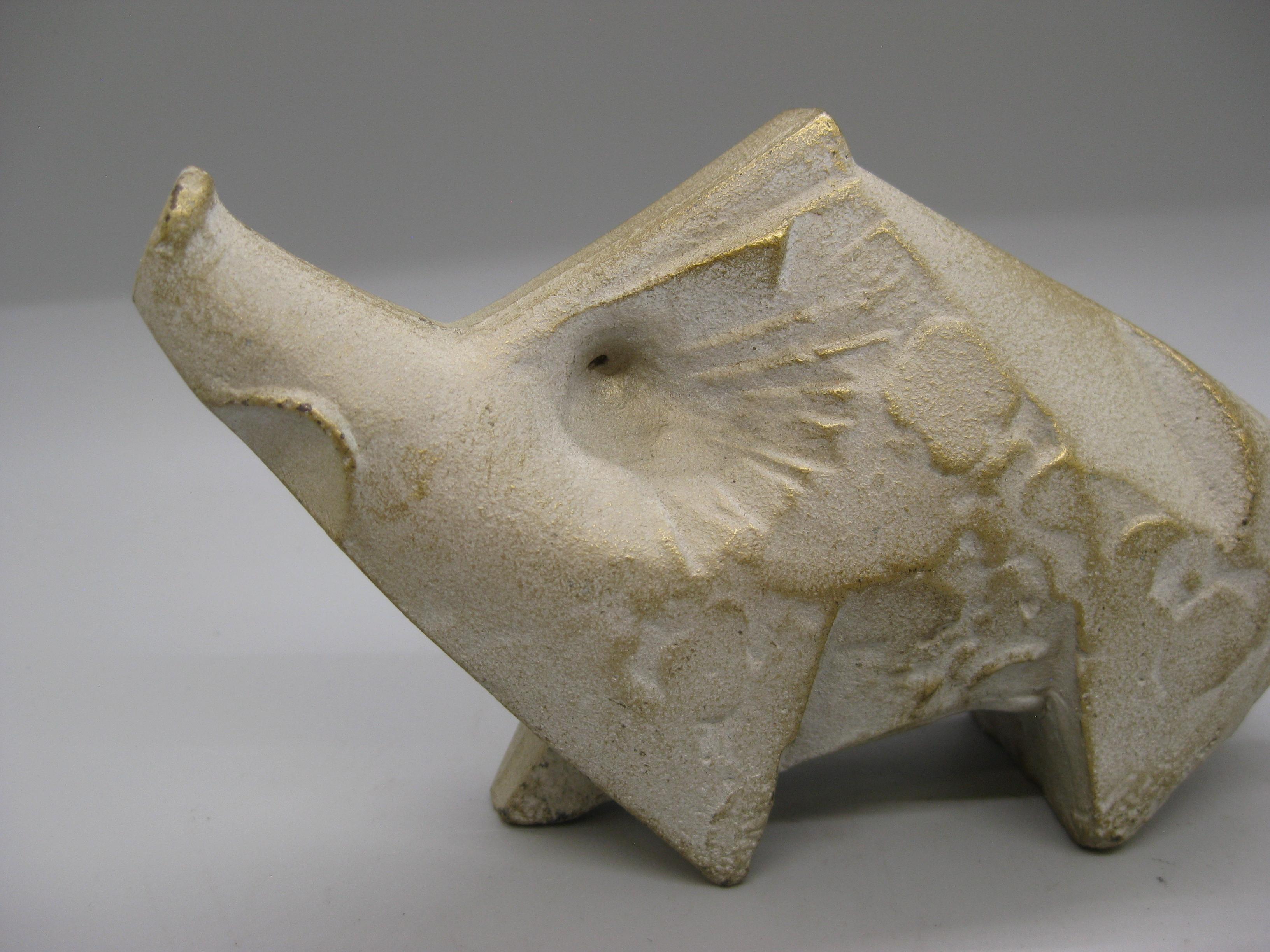 Giapponese 2 Vintage By Sotaro Saegusa Zodiac Boar Pig Cast Iron Okimono Figural Sculptures in vendita