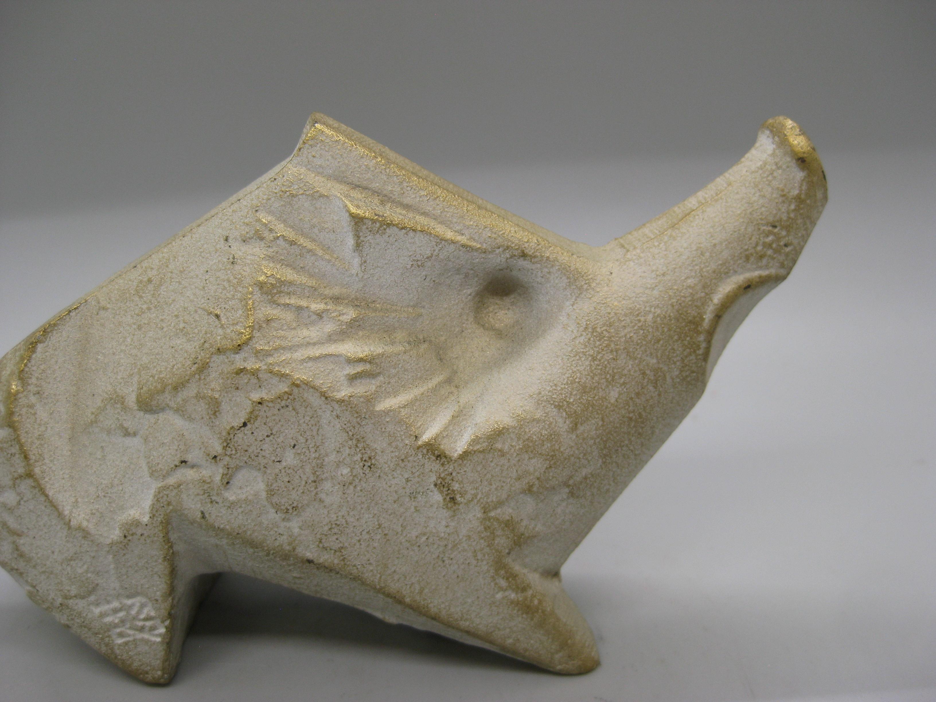 2 Vintage By Sotaro Saegusa Zodiac Boar Pig Cast Iron Okimono Figural Sculptures in vendita 1