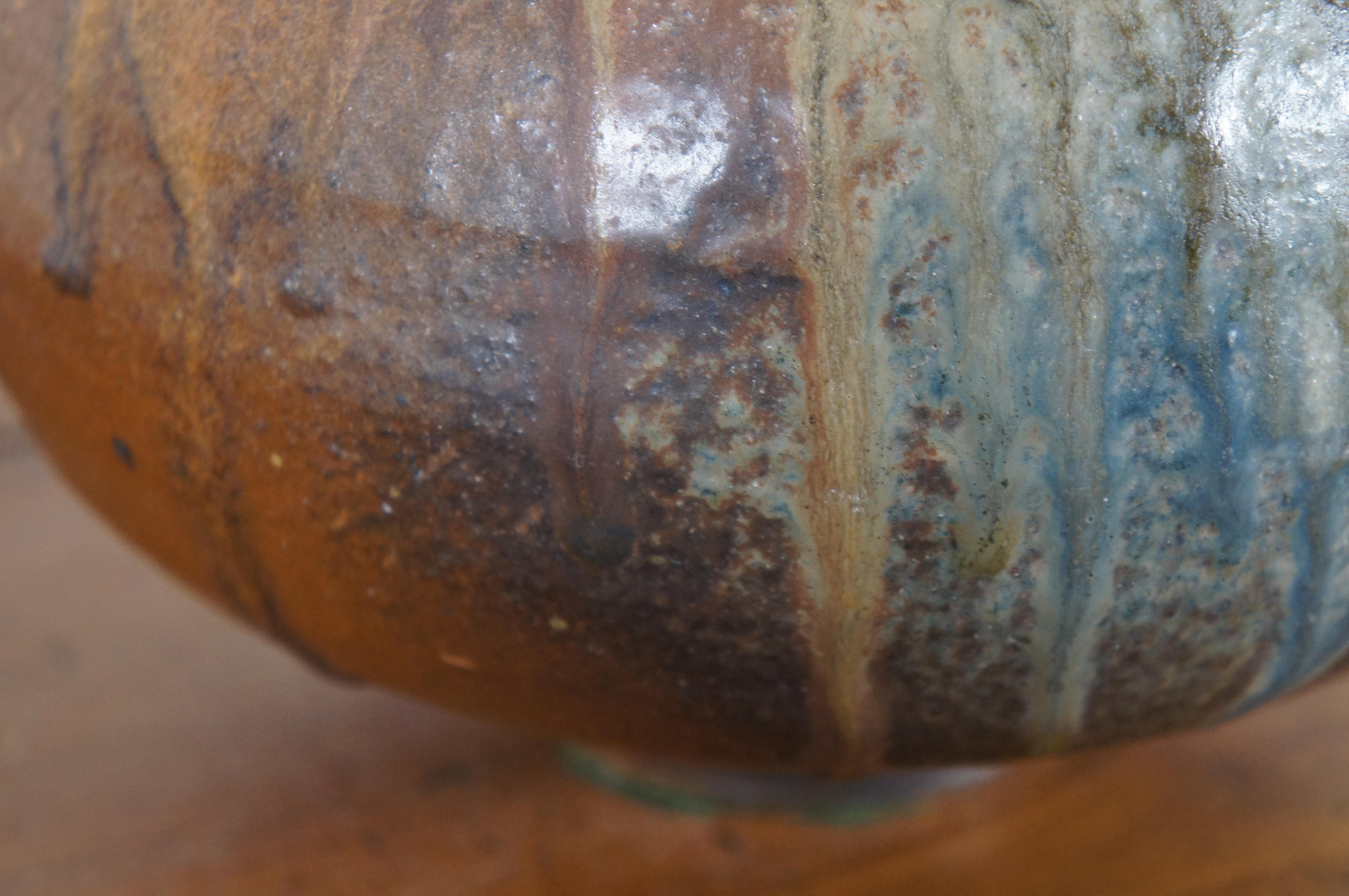 2 Vintage Southwestern Round Glazed Ceramic Earthenware Pots Vases Vessels  7