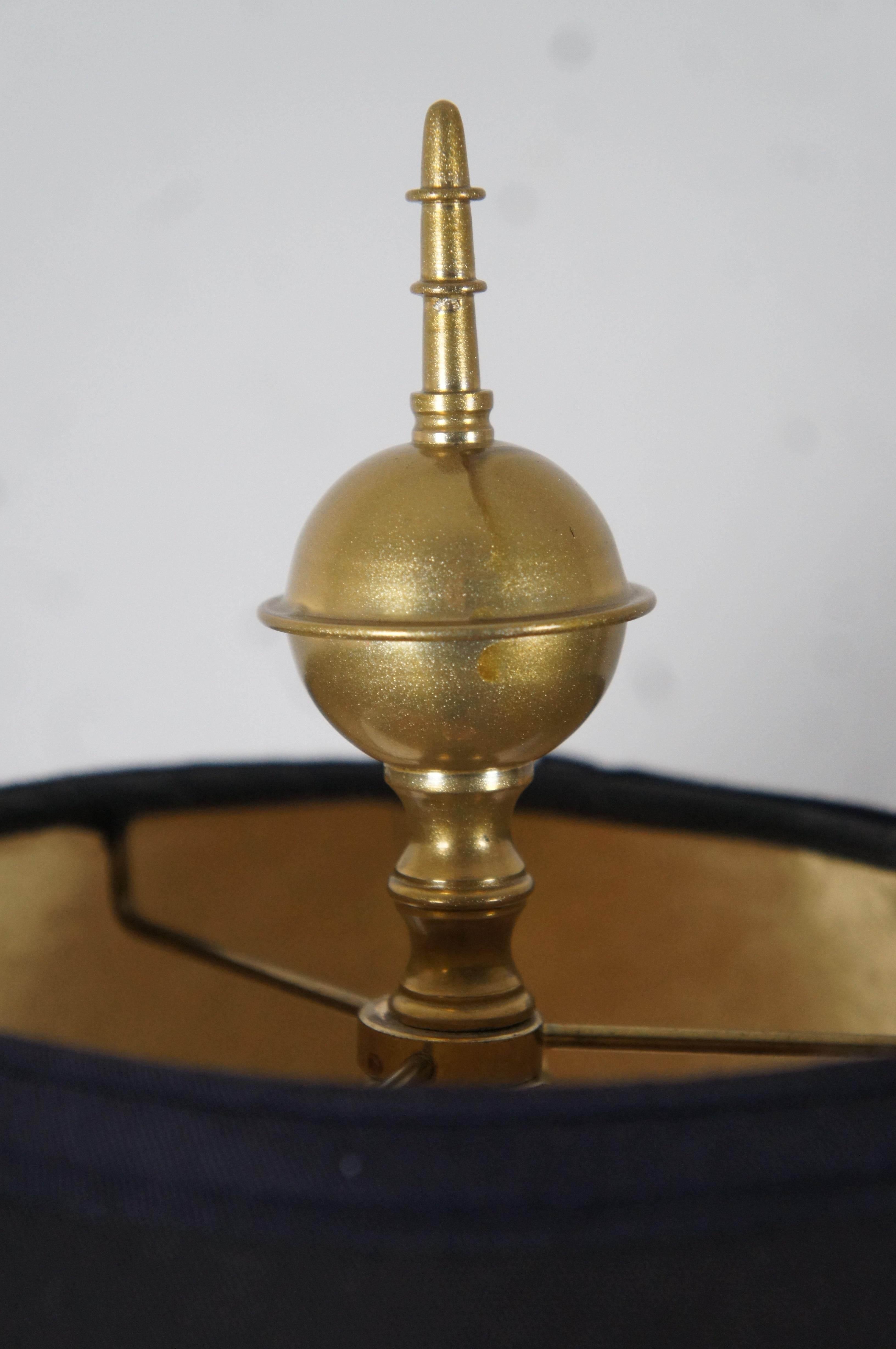 2 Vintage Speer American Empire Black Marble & Brass Table Lamps Torch Horn Pair 3
