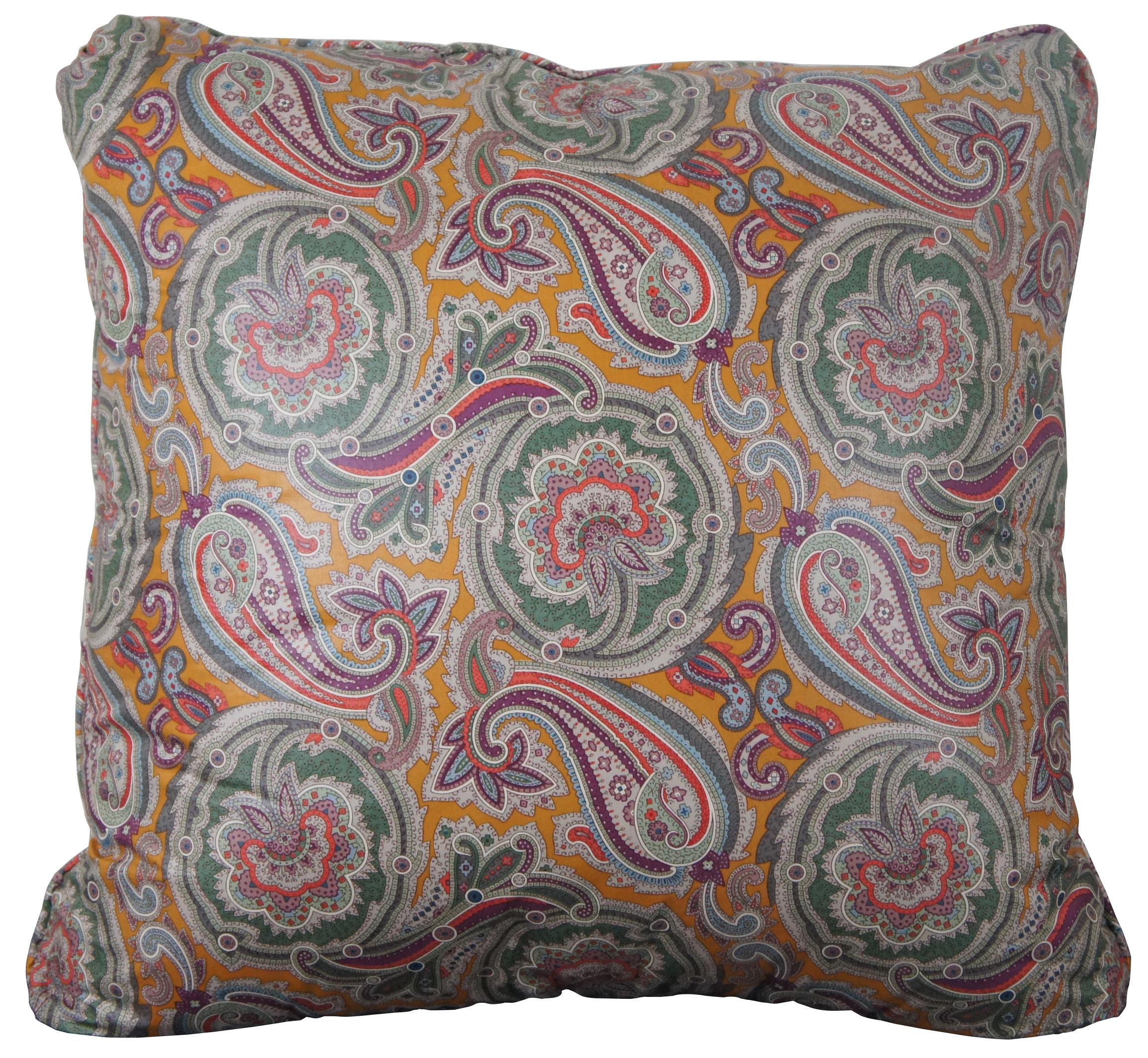 Bohemian 2 Vintage Square Paisley Floral Down Filled Designer Throw Pillows Cushions For Sale