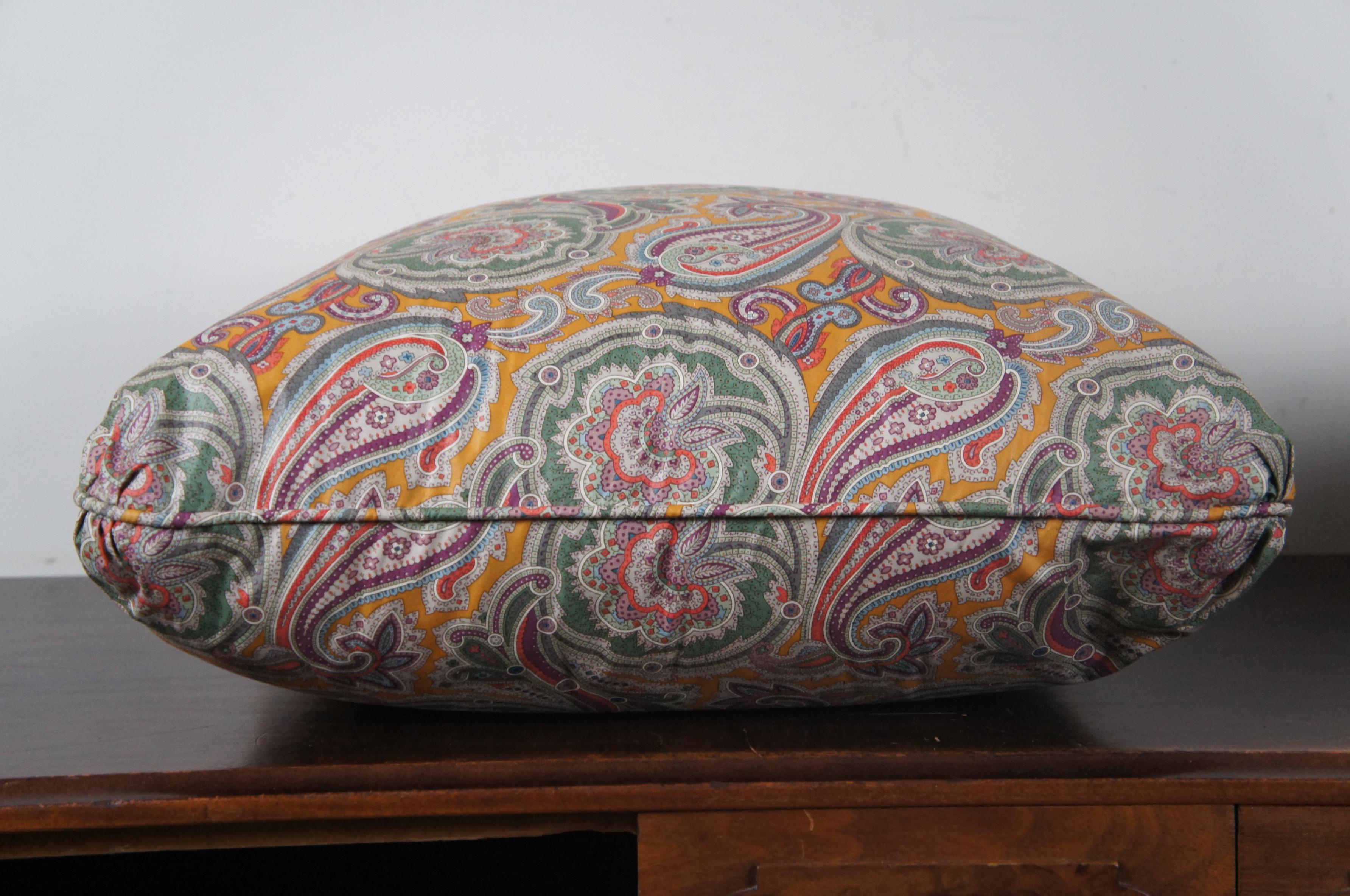 2 Vintage Square Paisley Floral Down Filled Designer Throw Pillows Cushions For Sale 1