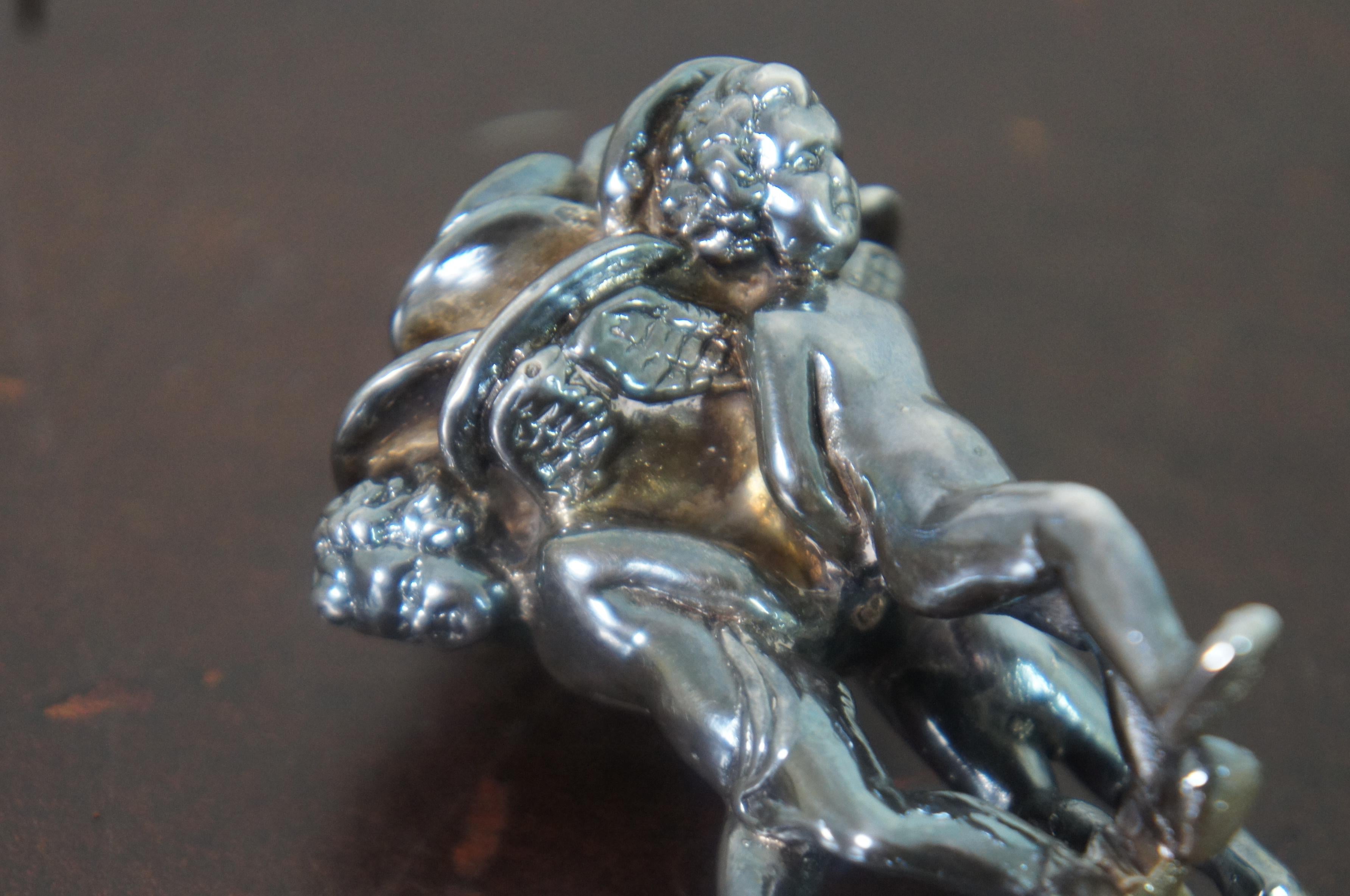 2 Vintage Sterling Silver 925 Cherub Angel Putti Rose Taper Candle Holders 2.5