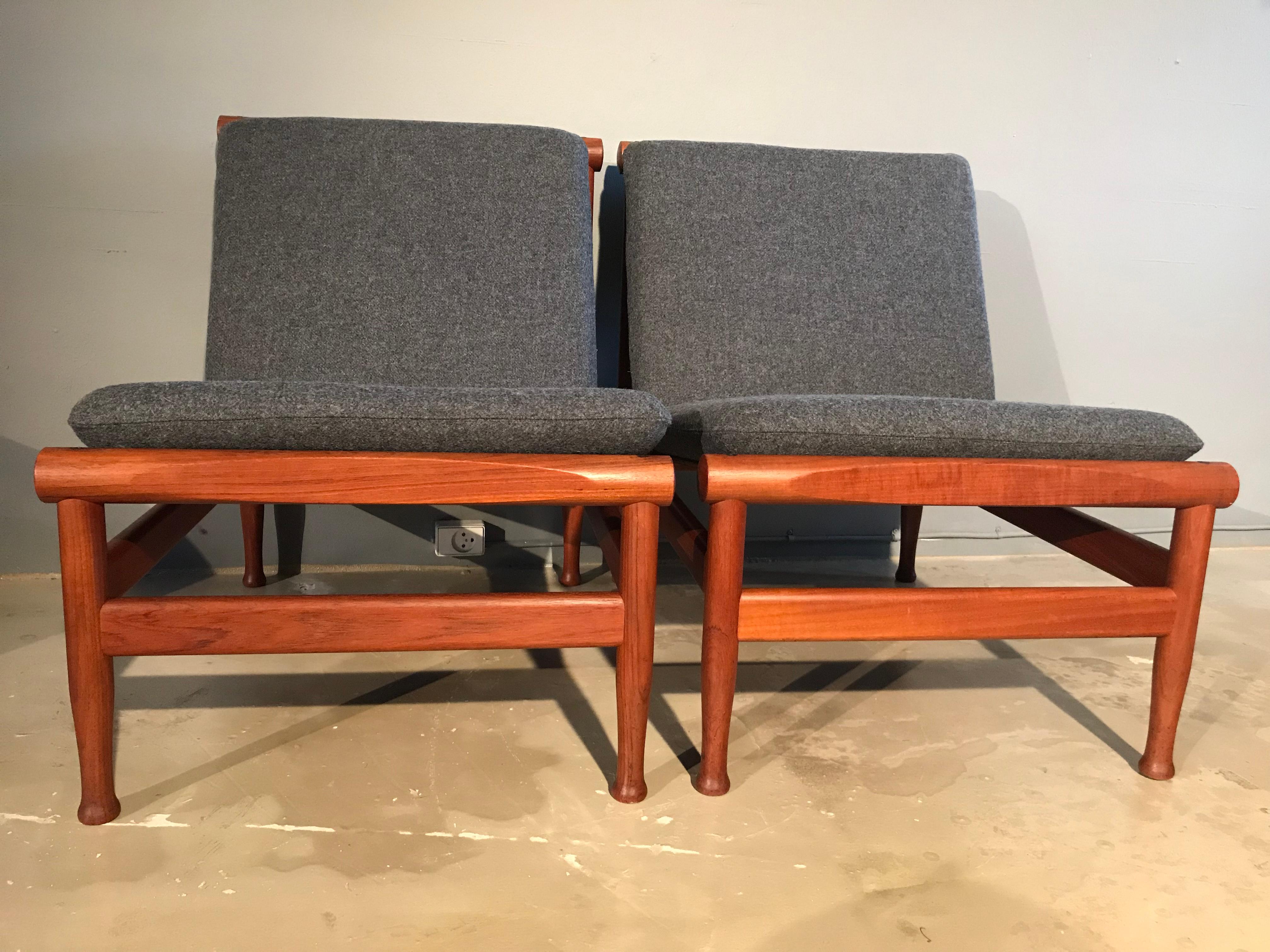 2 Vintage Teak Kai Lyngfeldt Larsen Easy Chairs Model 501 by Søborg Furniture 8