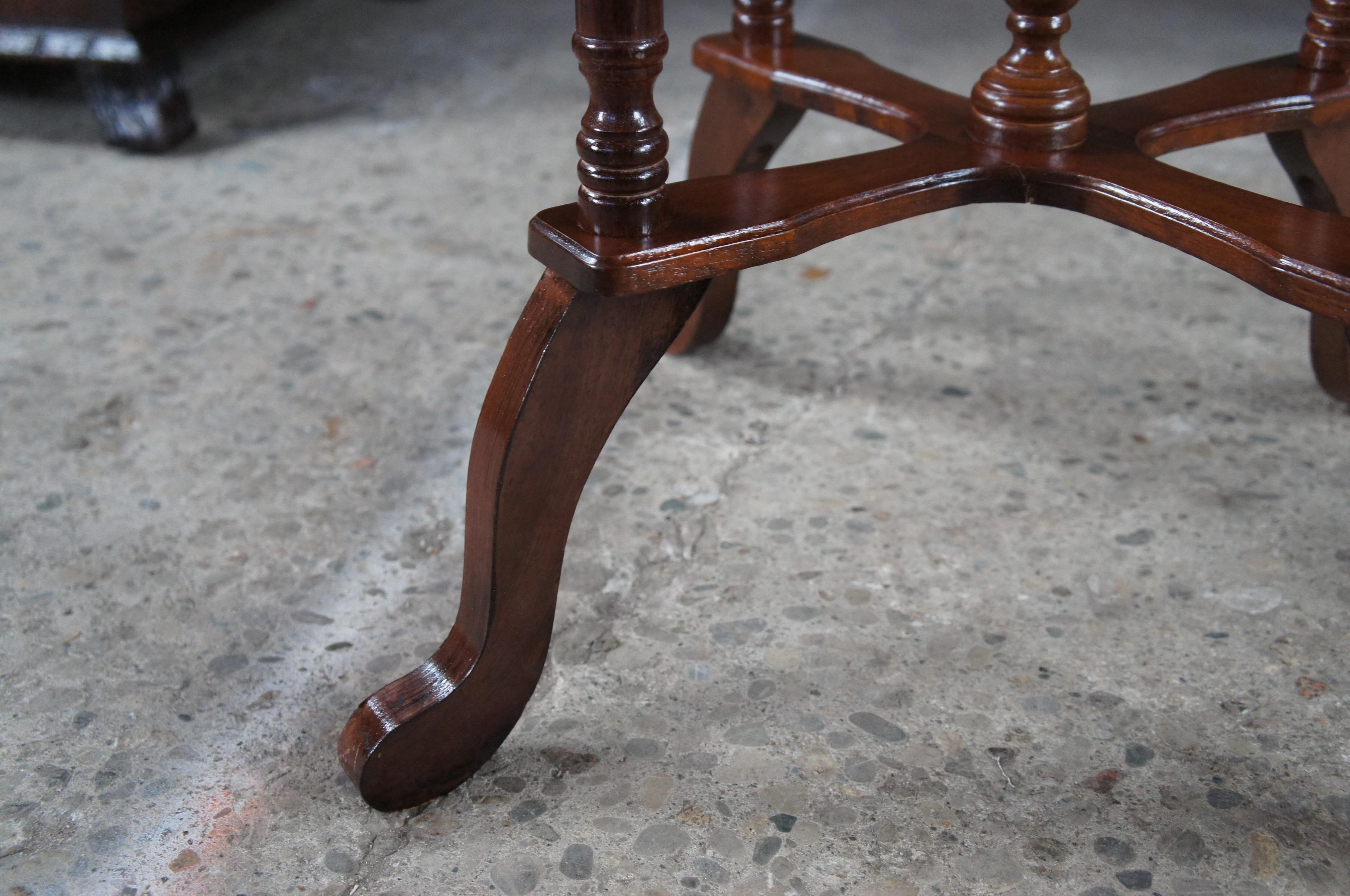 2 Vintage Victorian Revival Mahogany Marble Pedestal Tables Plant Stands 29
