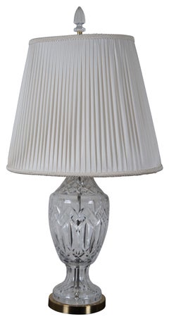 2 Vintage Waterford Cut Crystal & Brass 7575 Lismore Table Lamp Pair