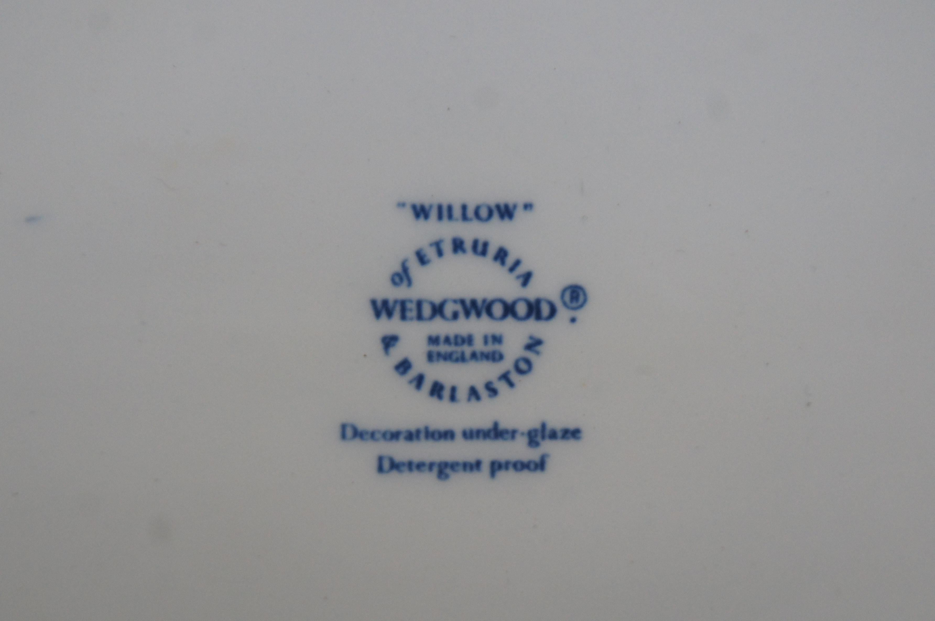 2 Vintage Wedgwood Porcelain Blue Willow Serving Platter & Casserole Dish 2