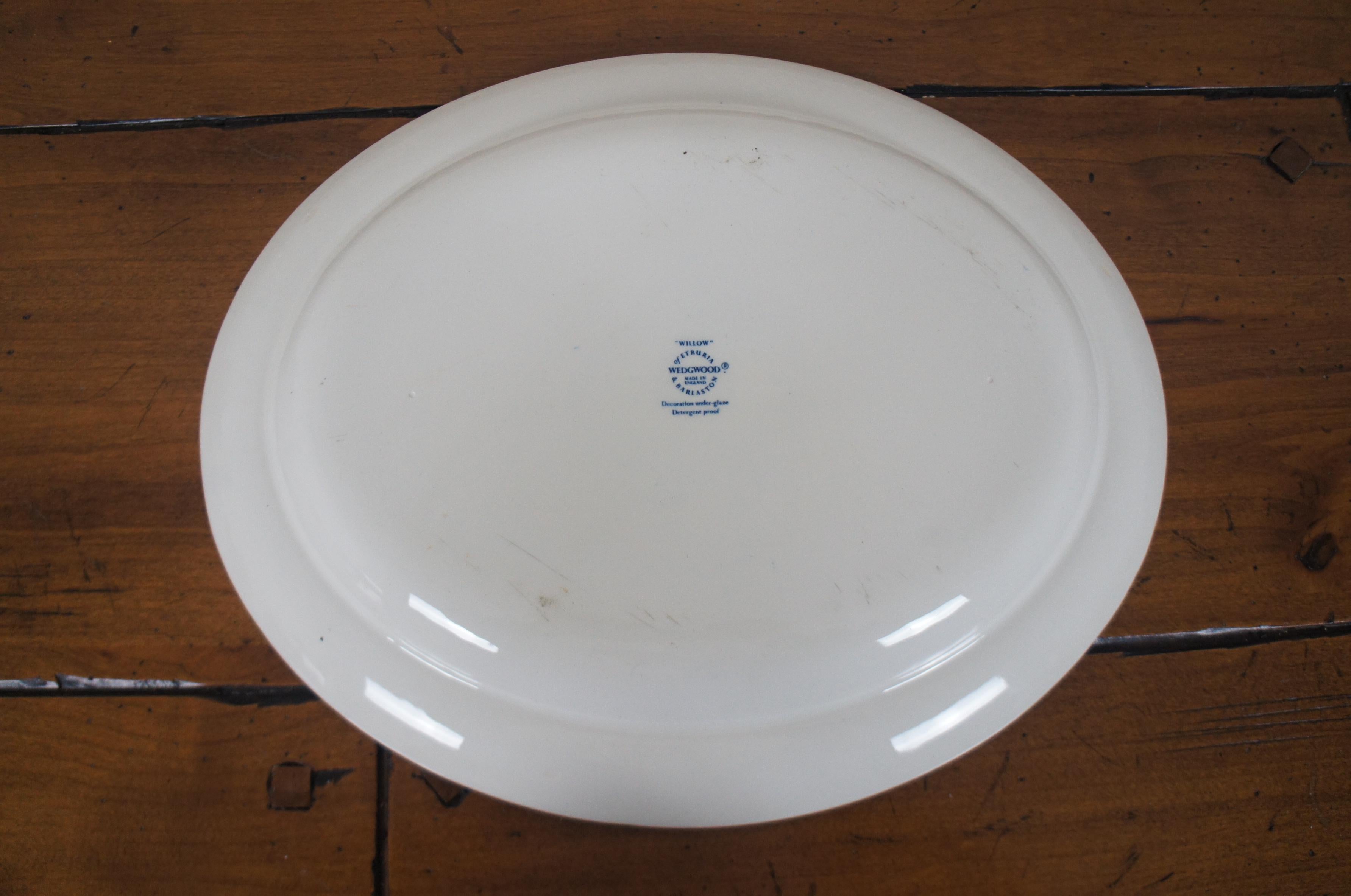2 Vintage Wedgwood Porcelain Blue Willow Serving Platter & Casserole Dish 1