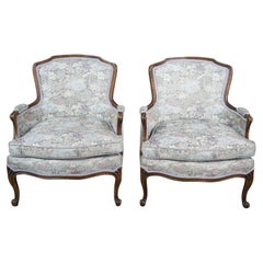 2 Vintage Wellington Hall Walnut Fauteuil Club Lounge Library Armchairs