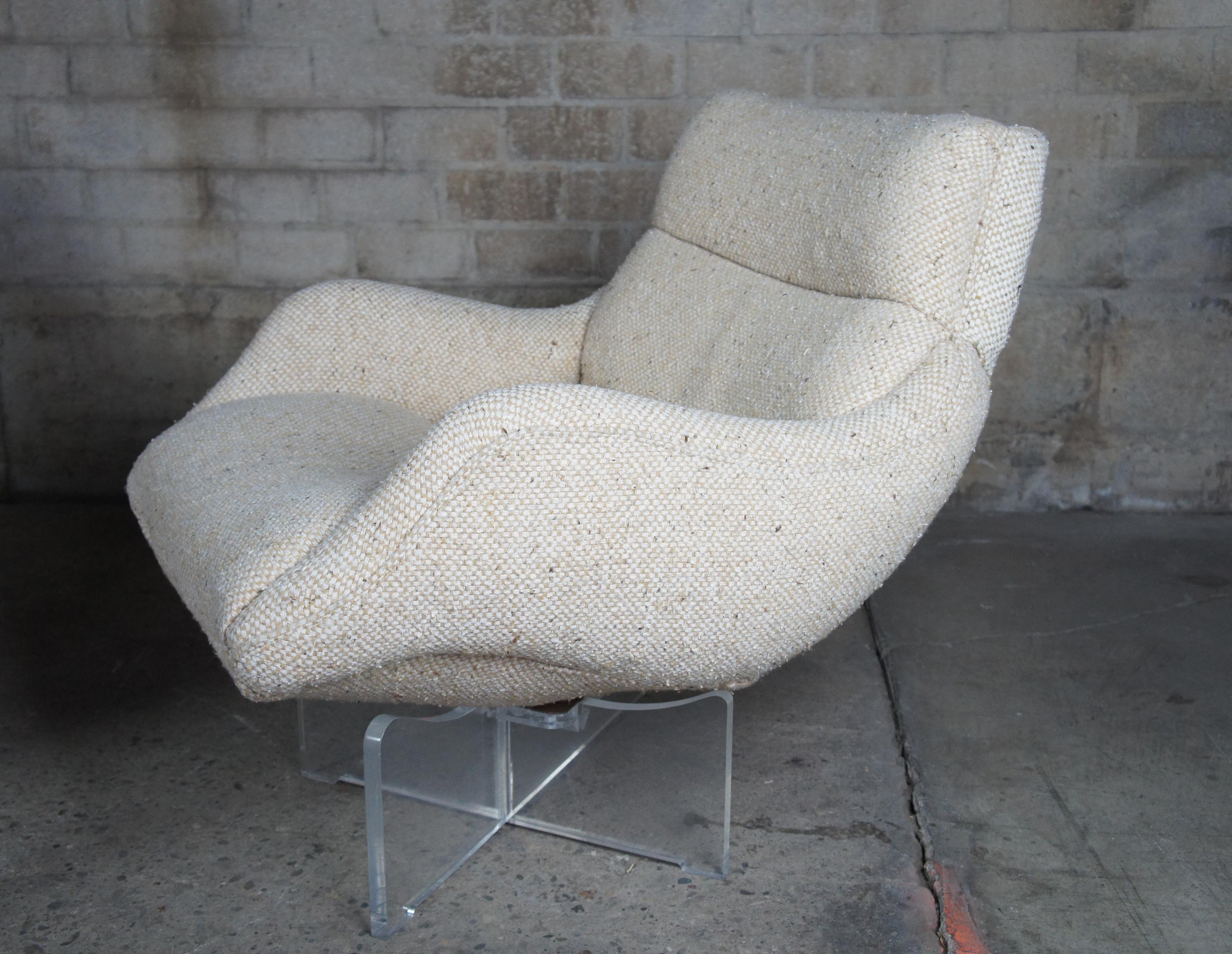 2 Vladimir Kagan 1968 Cosmos Lounge Chairs Lucite Swivel Wool Mid-Century Modern 3