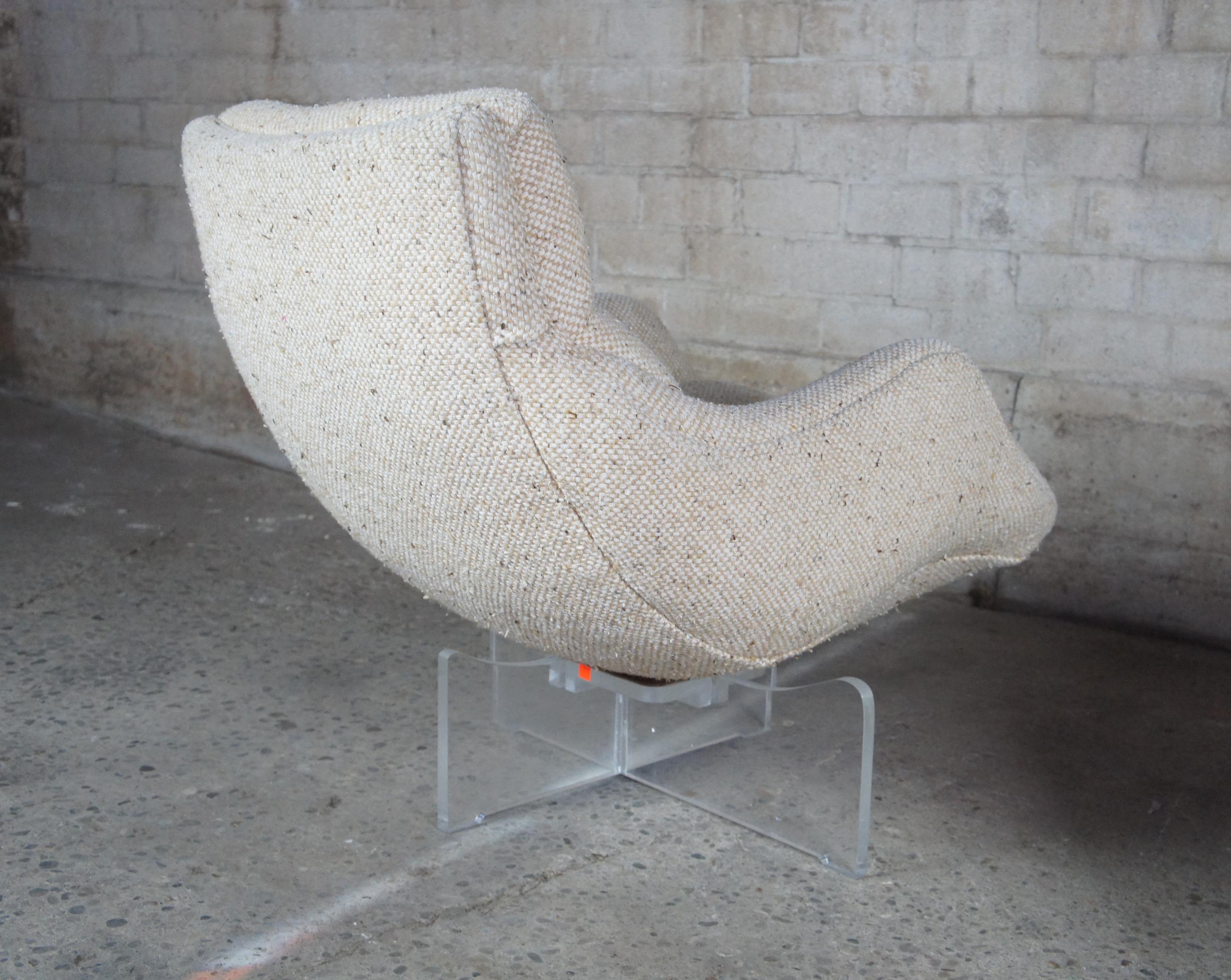 2 Vladimir Kagan 1968 Cosmos Lounge Chairs Lucite Swivel Wool Mid-Century Modern 4