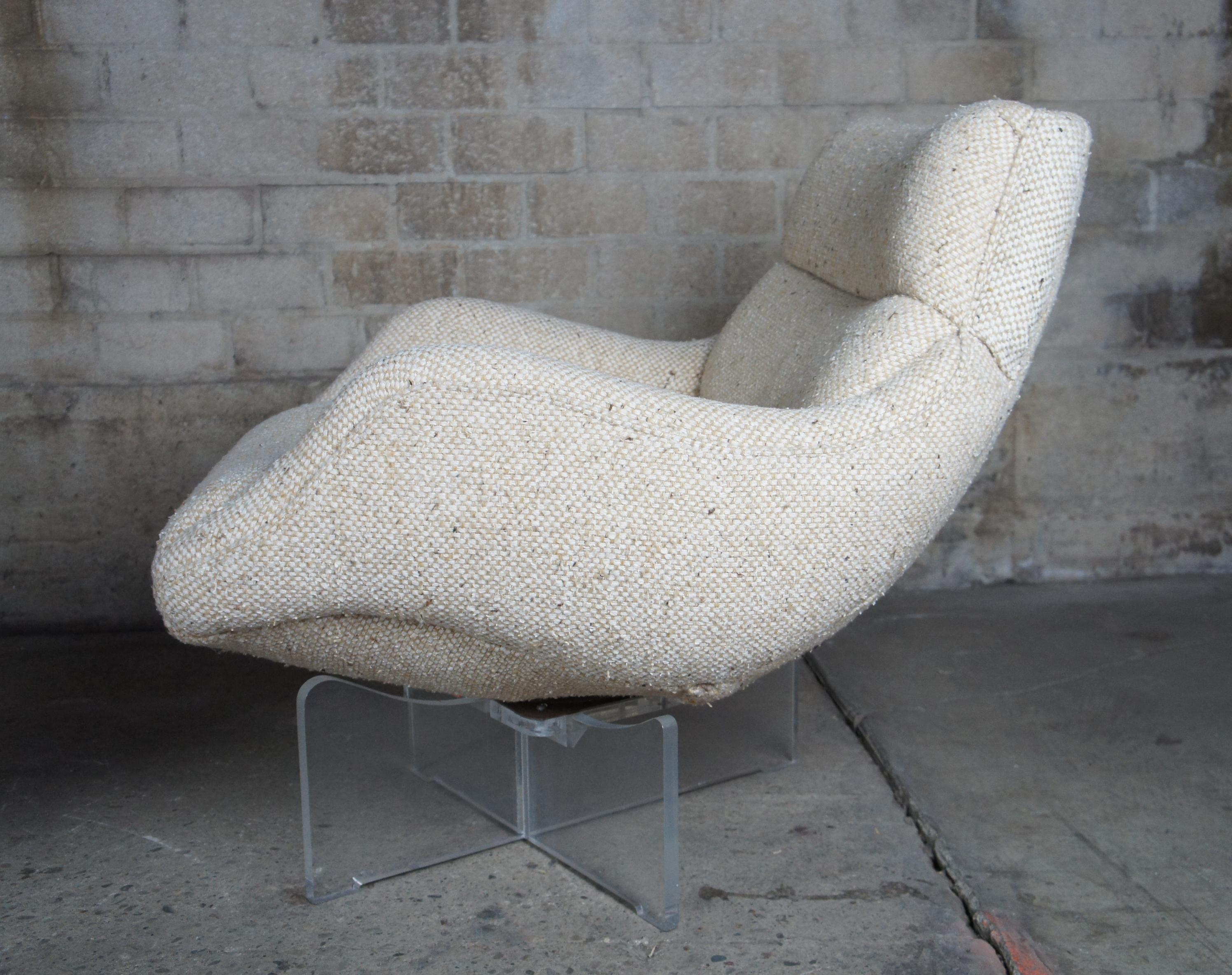 2 Vladimir Kagan 1968 Cosmos Lounge Chairs Lucite Swivel Wool Mid-Century Modern 5