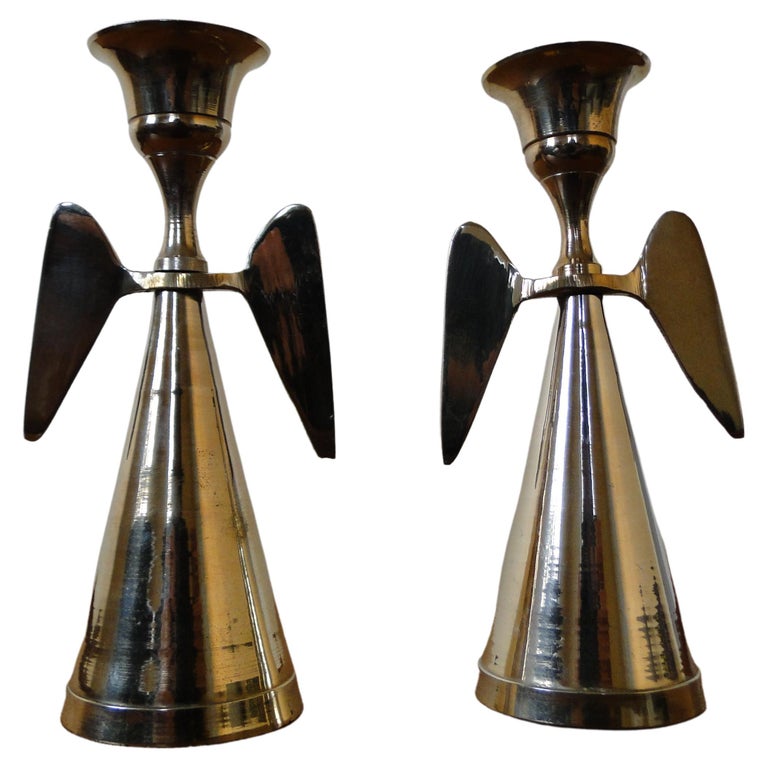 2 Vntage Brass Angel Candlesticks Sweden For Sale at 1stDibs