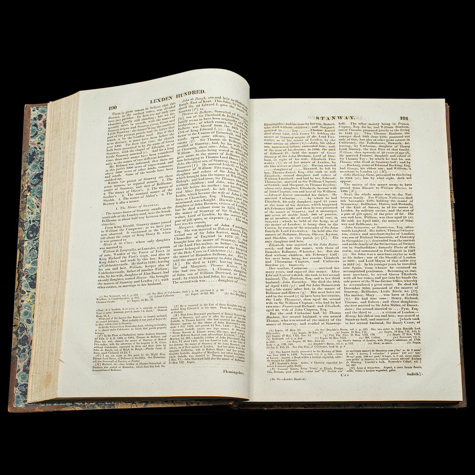 2 Vols Antique Book, Morant's History Of Essex, English, County Reference, 1816 For Sale 3