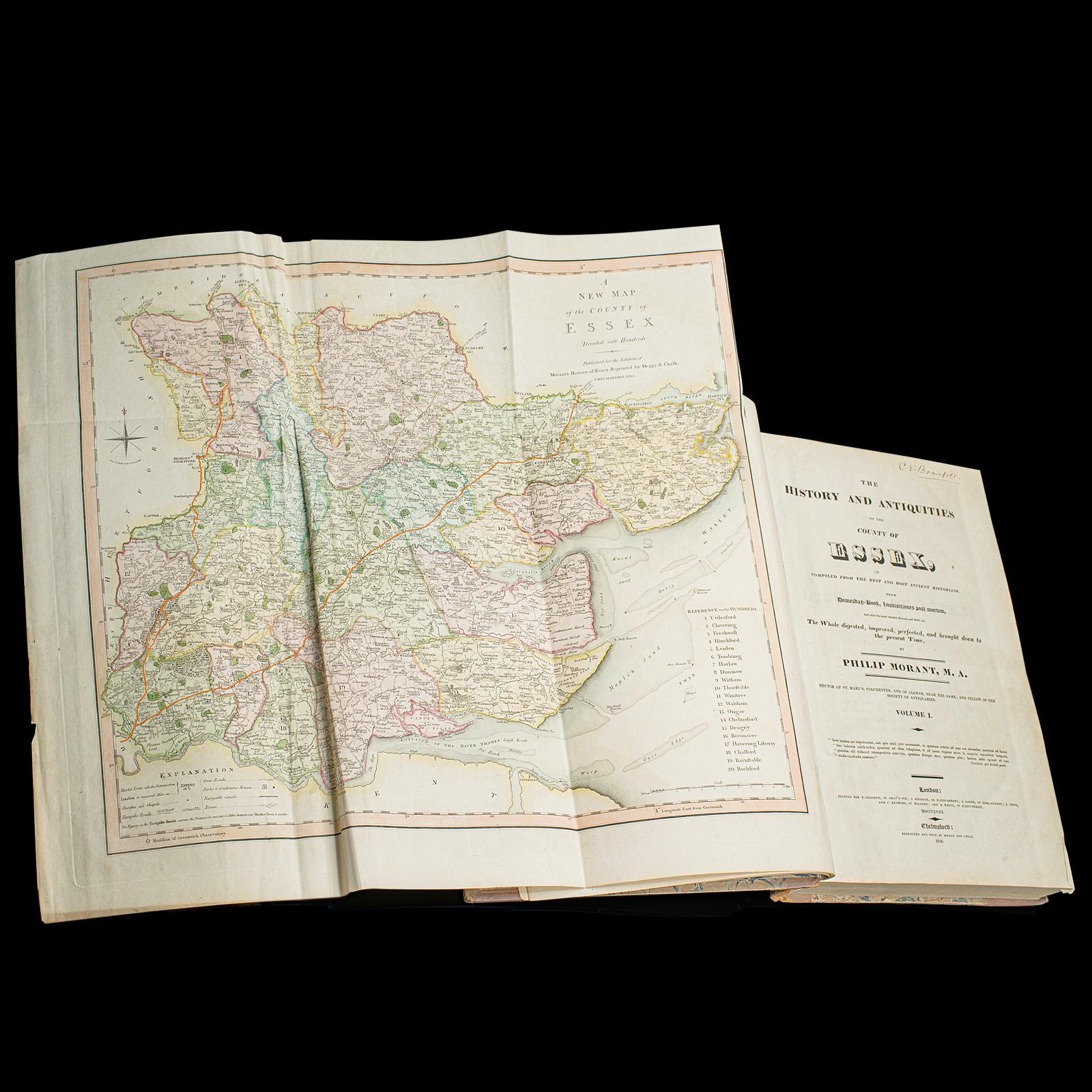 Regency 2 Vols Antique Book, Morant's History Of Essex, English, County Reference, 1816 For Sale
