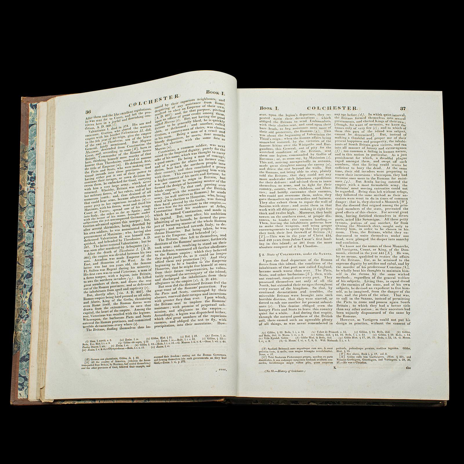 Early 19th Century 2 Vols Antique Book, Morant's History Of Essex, English, County Reference, 1816 For Sale