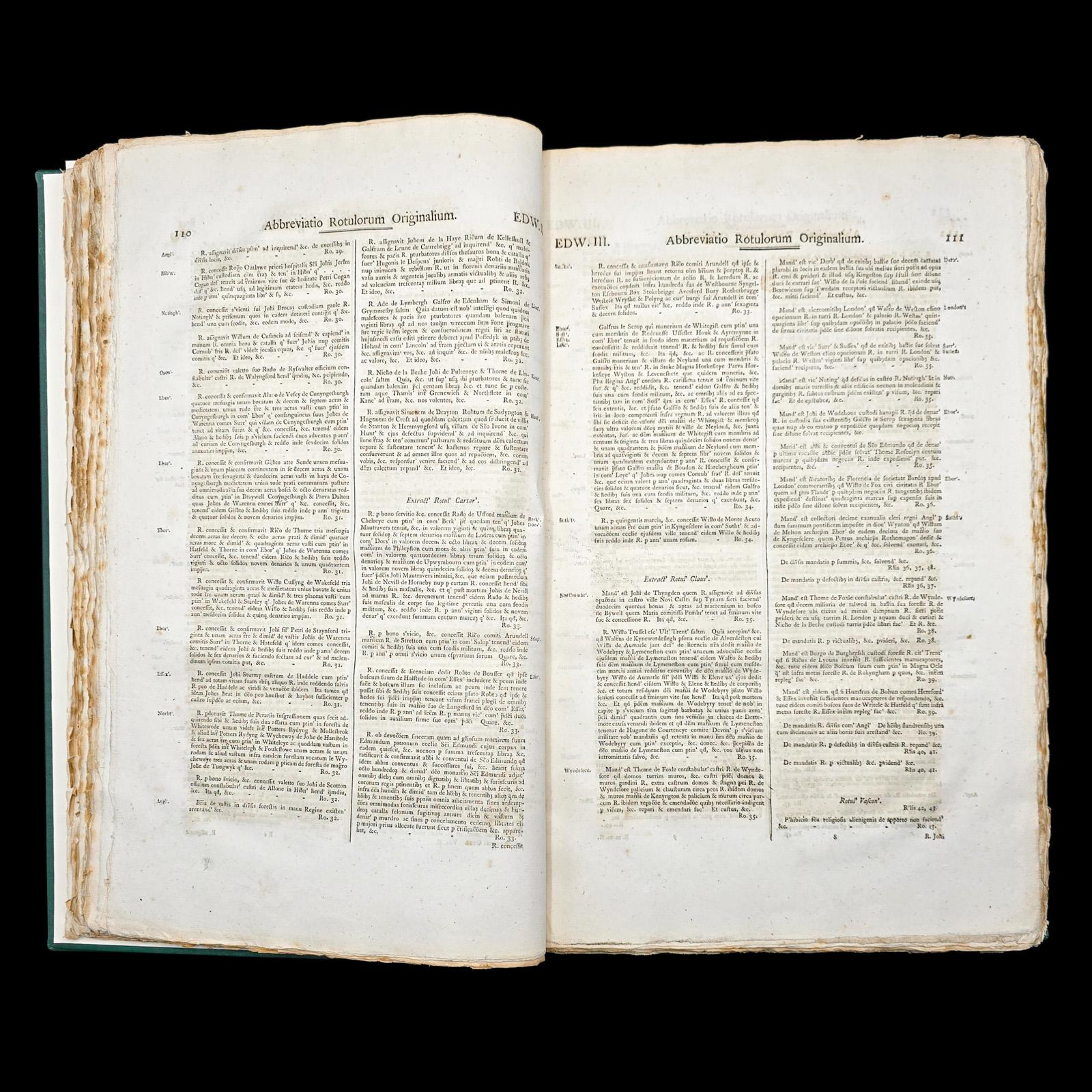 2 Vols Antique Reference Book Set, Rotulorum Originalium, Public Records, Latin en vente 3