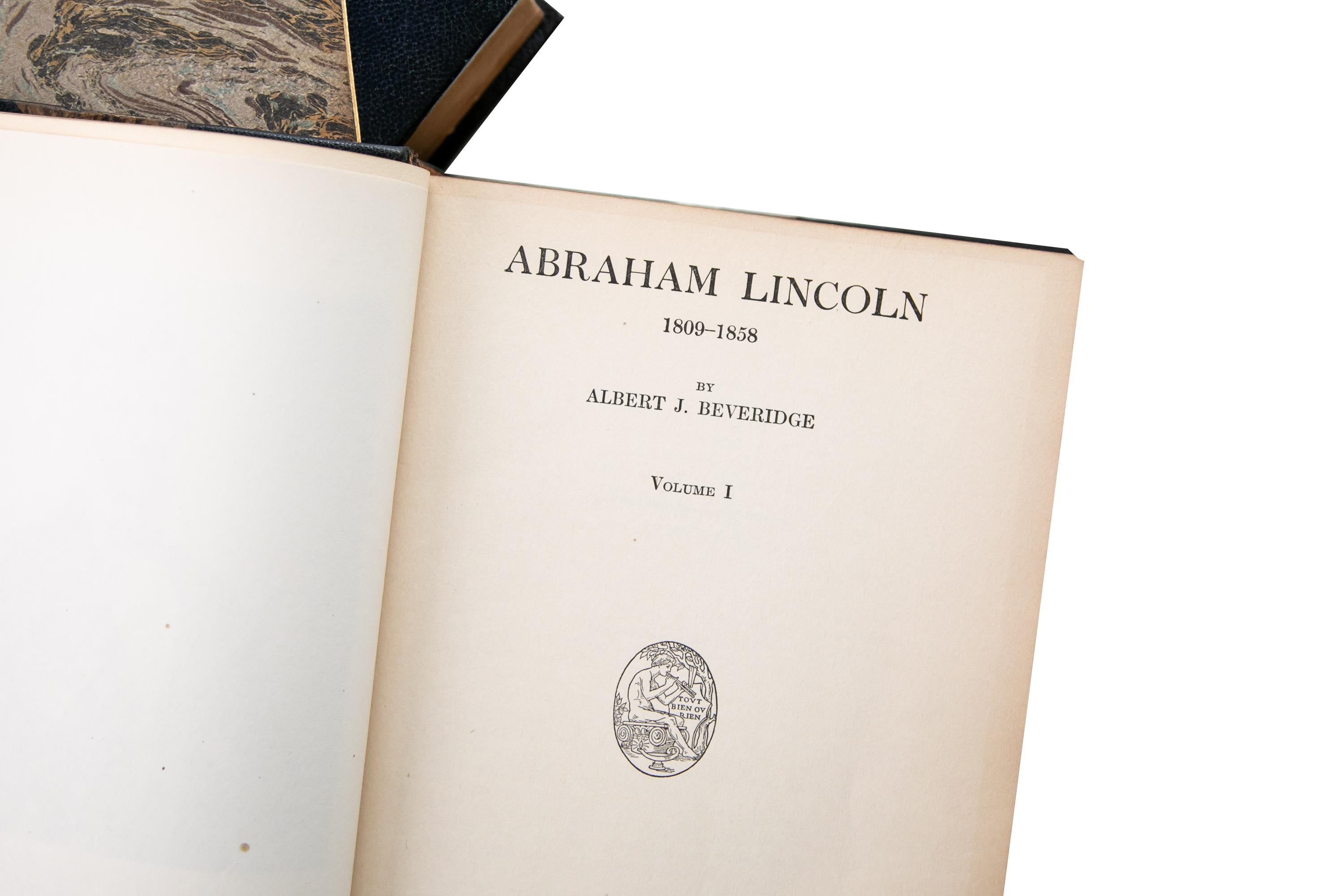 2 Volumes. Albert J. Beveridge, Abraham Lincoln. In Good Condition In New York, NY
