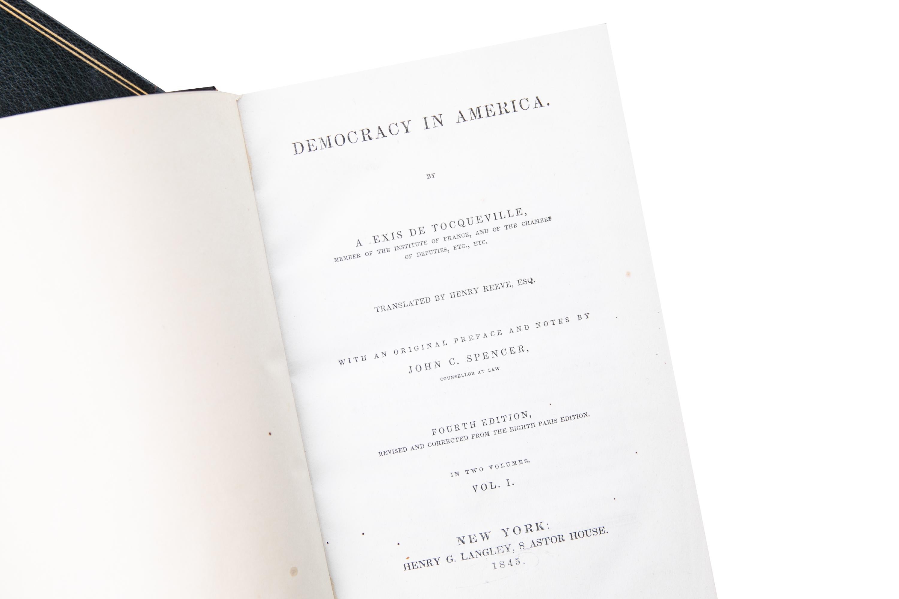 American 2 Volumes. Alexis de Tocqueville, Democracy in America.
