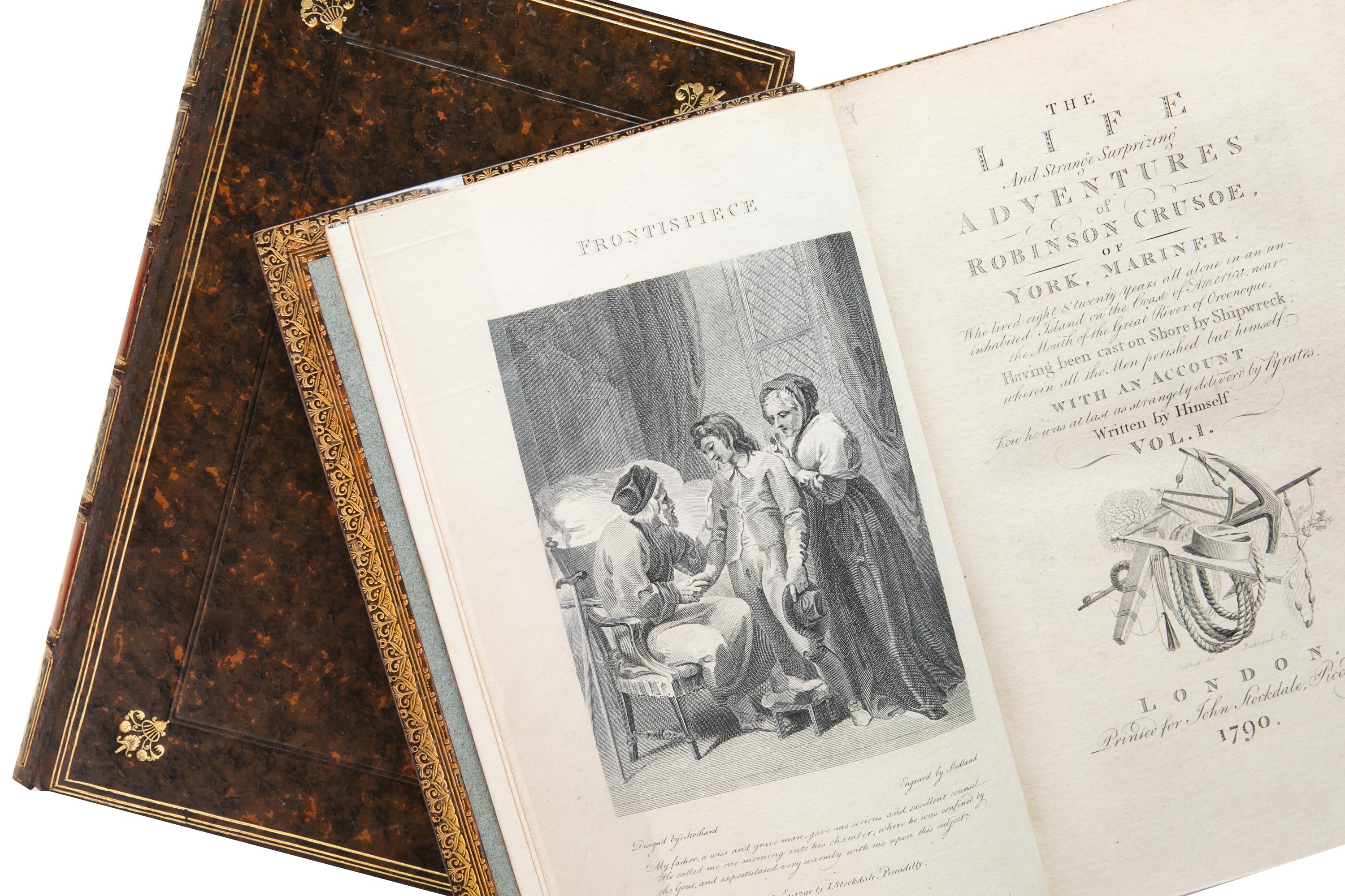 Anglais 2 Volumes. Daniel Defoe, Robinson Crusoé. en vente