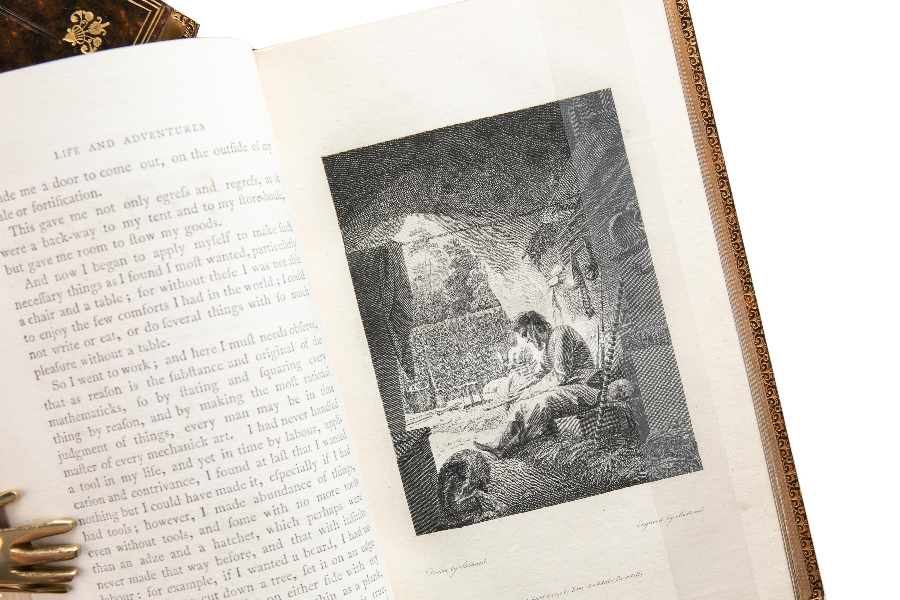 XVIIIe siècle 2 Volumes. Daniel Defoe, Robinson Crusoé. en vente