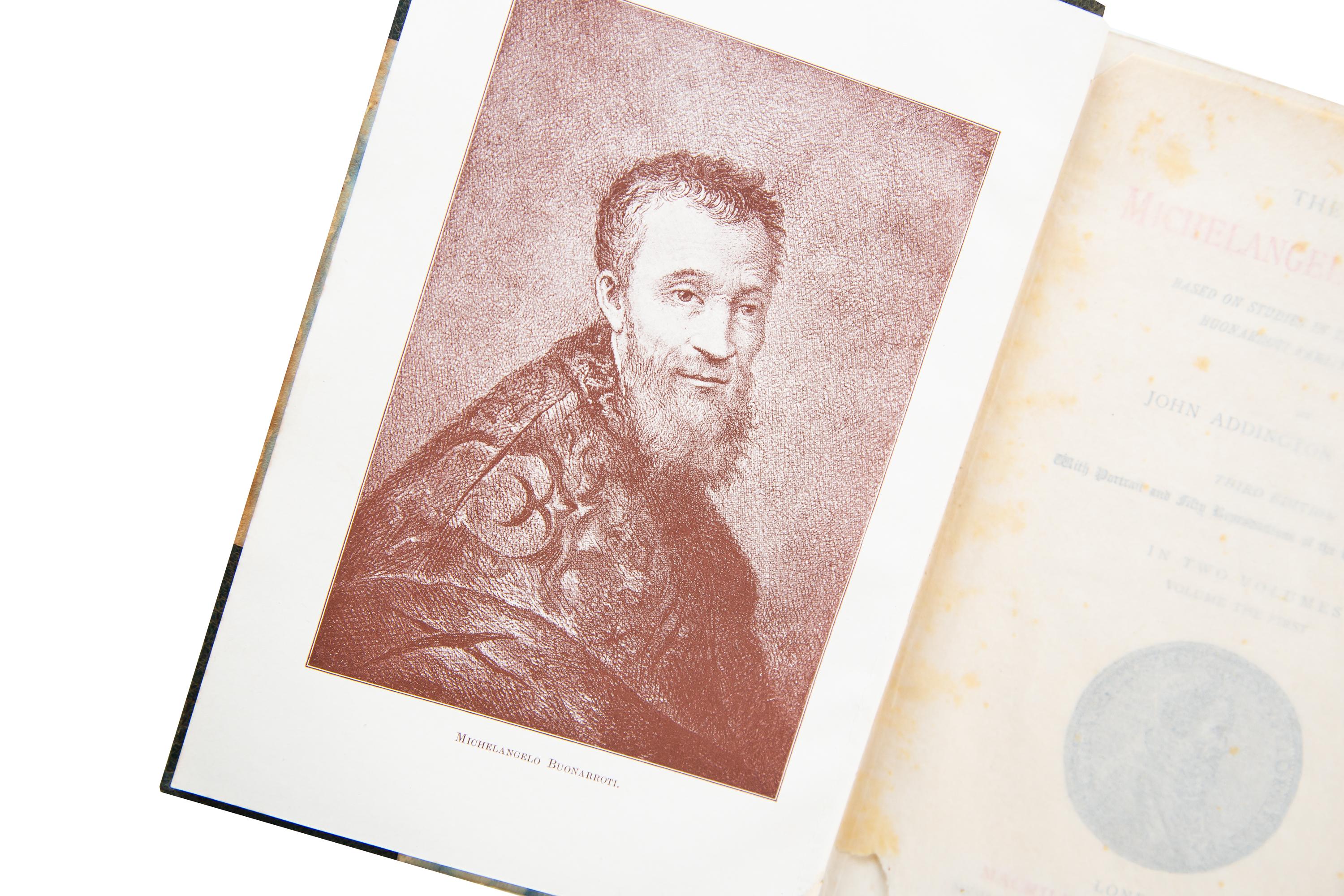 2 Volumes. John Addington Symonds, The Life of Michelangelo Buonarroti In Good Condition In New York, NY