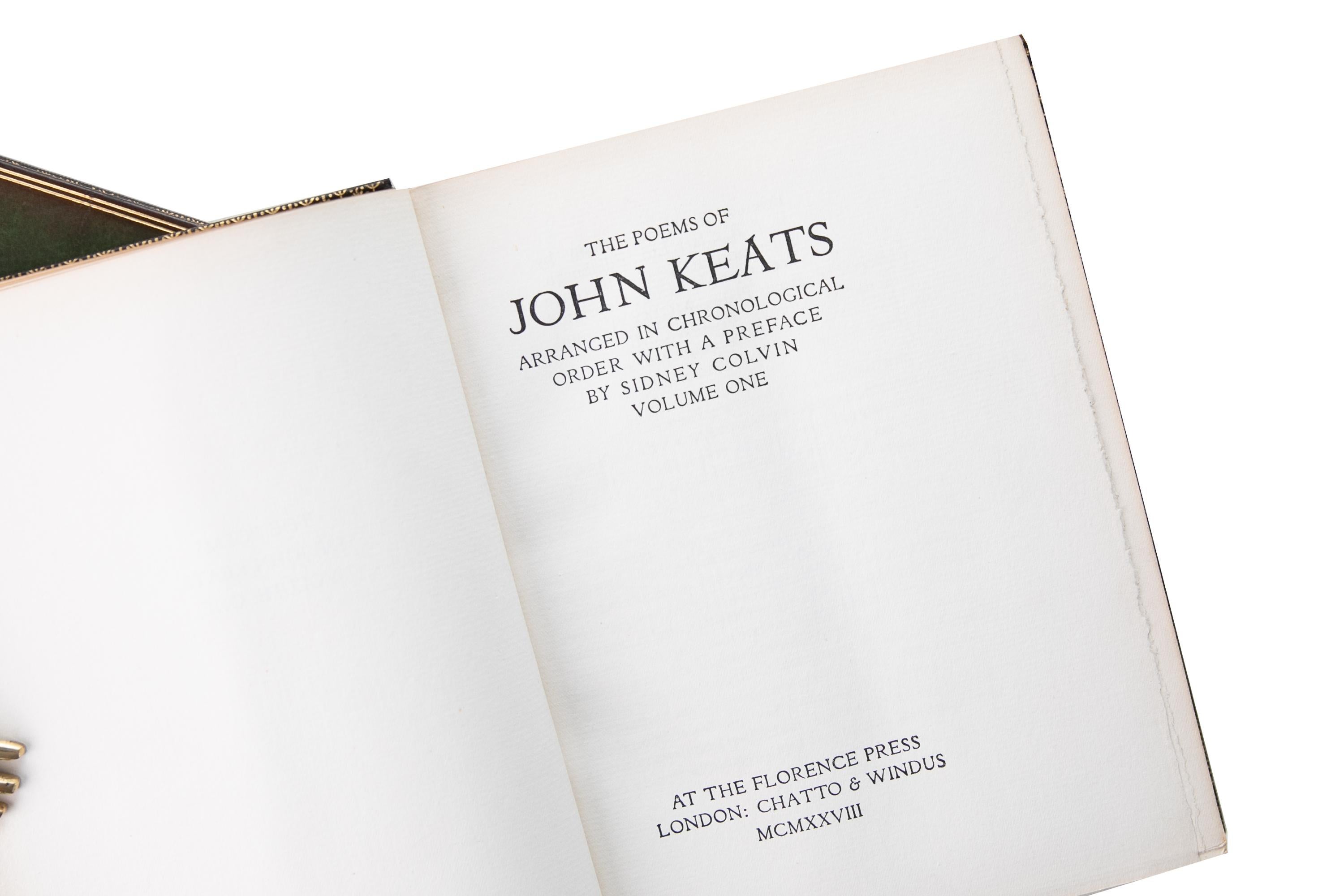English 2 Volumes. John Keats, The Poems. For Sale