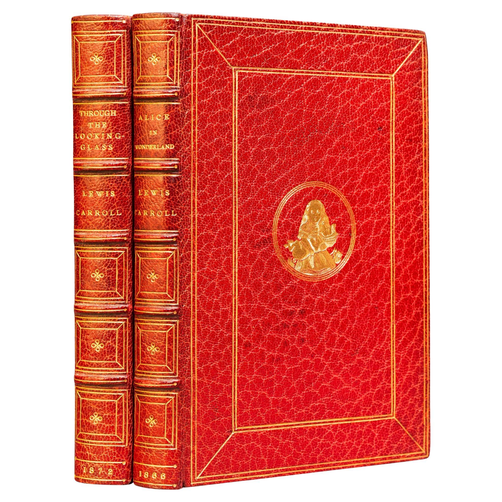 2 Volumes, Lewis Carroll, Alice in Wonderland and through the Looking Glass