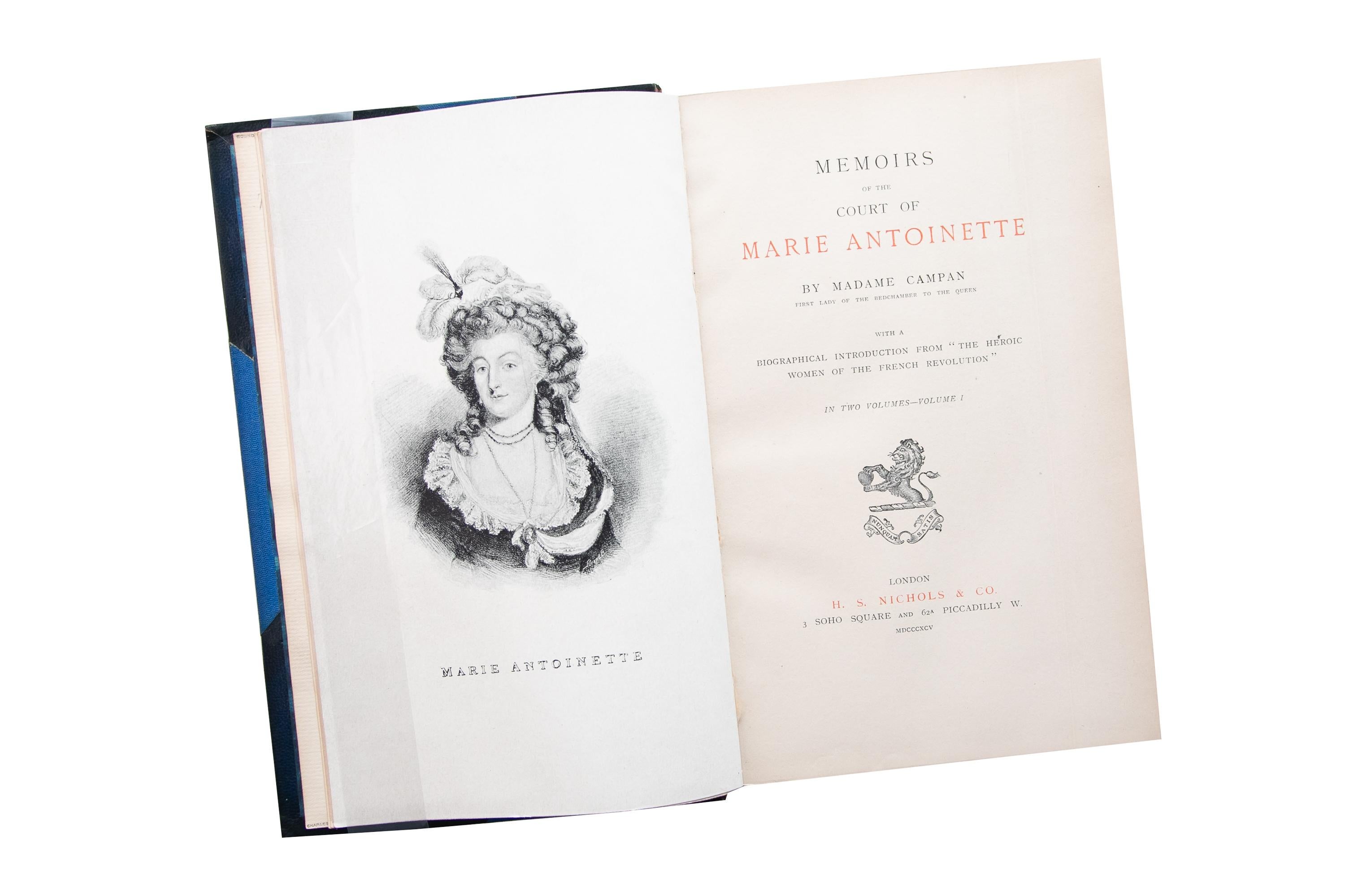 English 2 Volumes. Madame Campan, The Memoirs of the Court of Marie Antoinette. For Sale