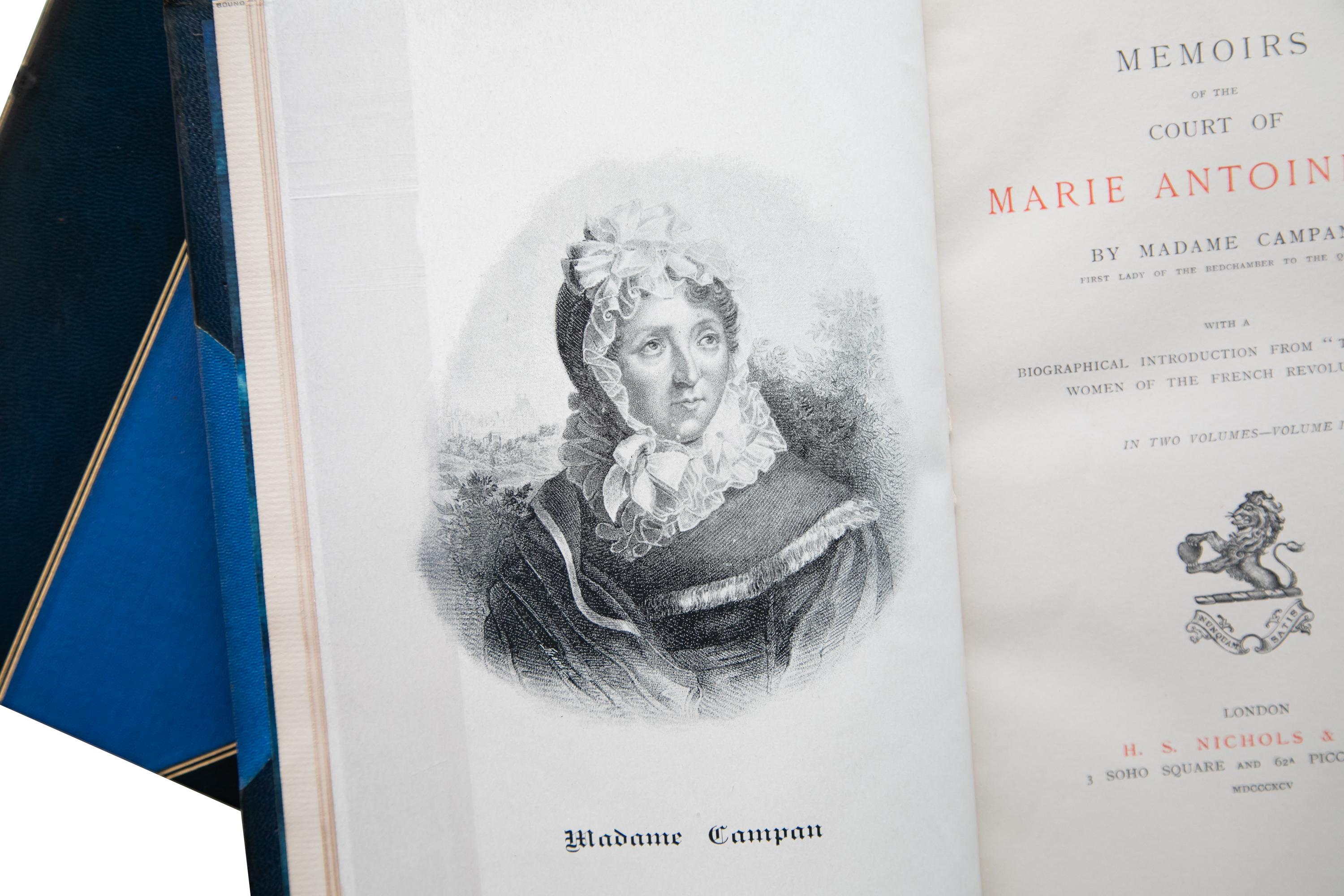 19th Century 2 Volumes. Madame Campan, The Memoirs of the Court of Marie Antoinette. For Sale