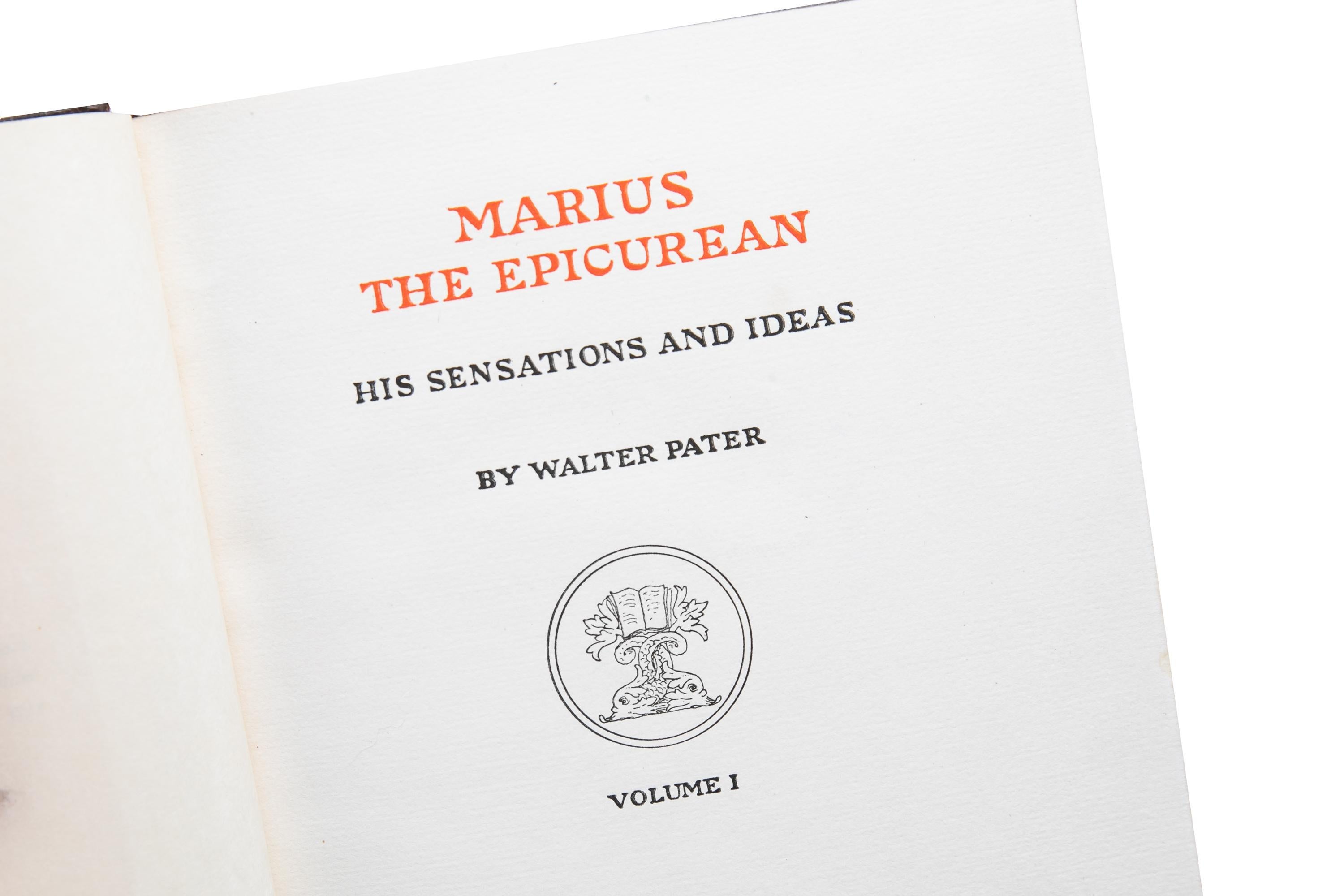 2 Volumes. Walter Pater, Marius Epicurean. In Good Condition In New York, NY