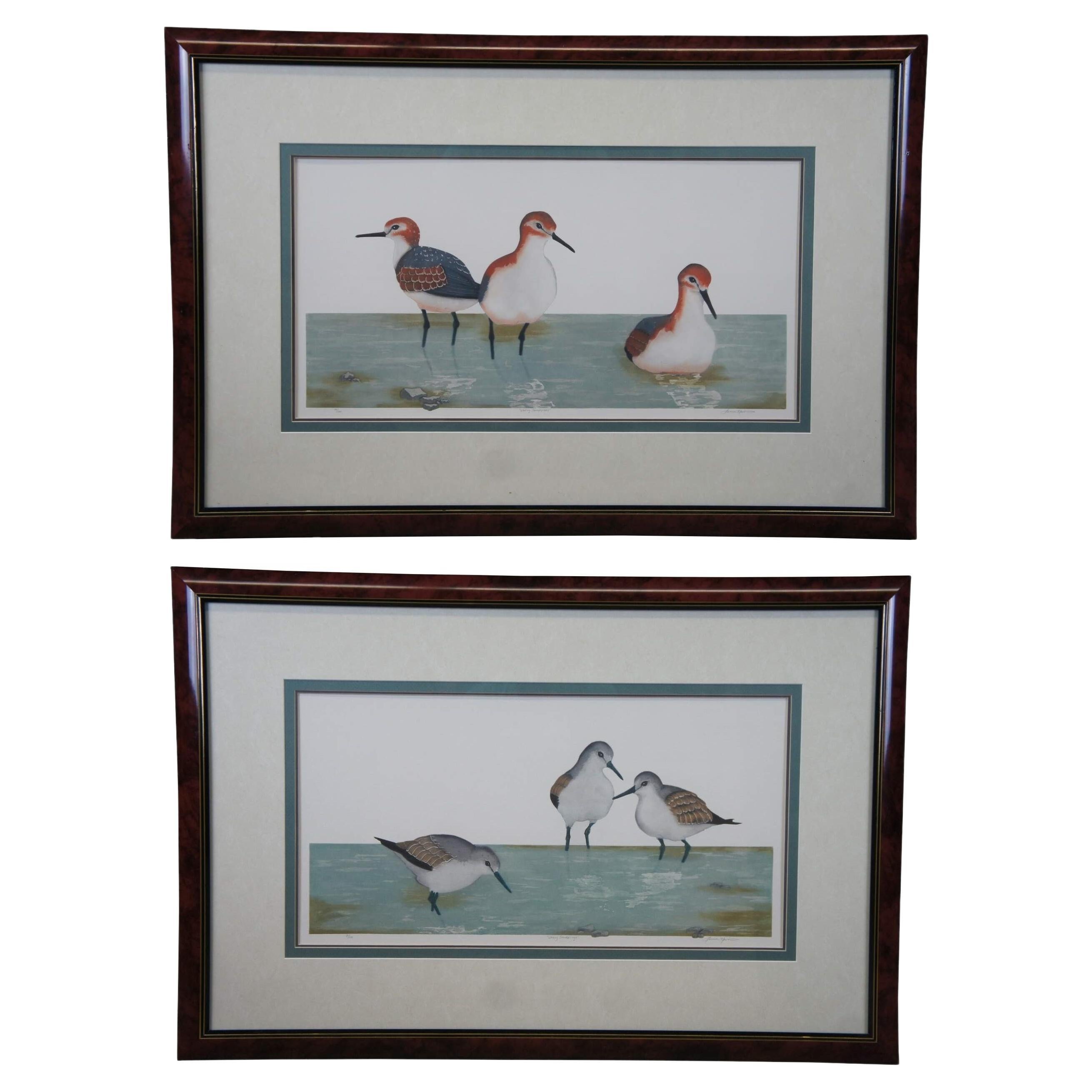 2 "Wading Sandpipers & Wading Sanderlings" Lithographies de Laura Ocean Birds 37" en vente