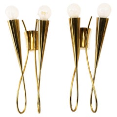 2 wall lamps by rupert nikoll vienna around 1960s