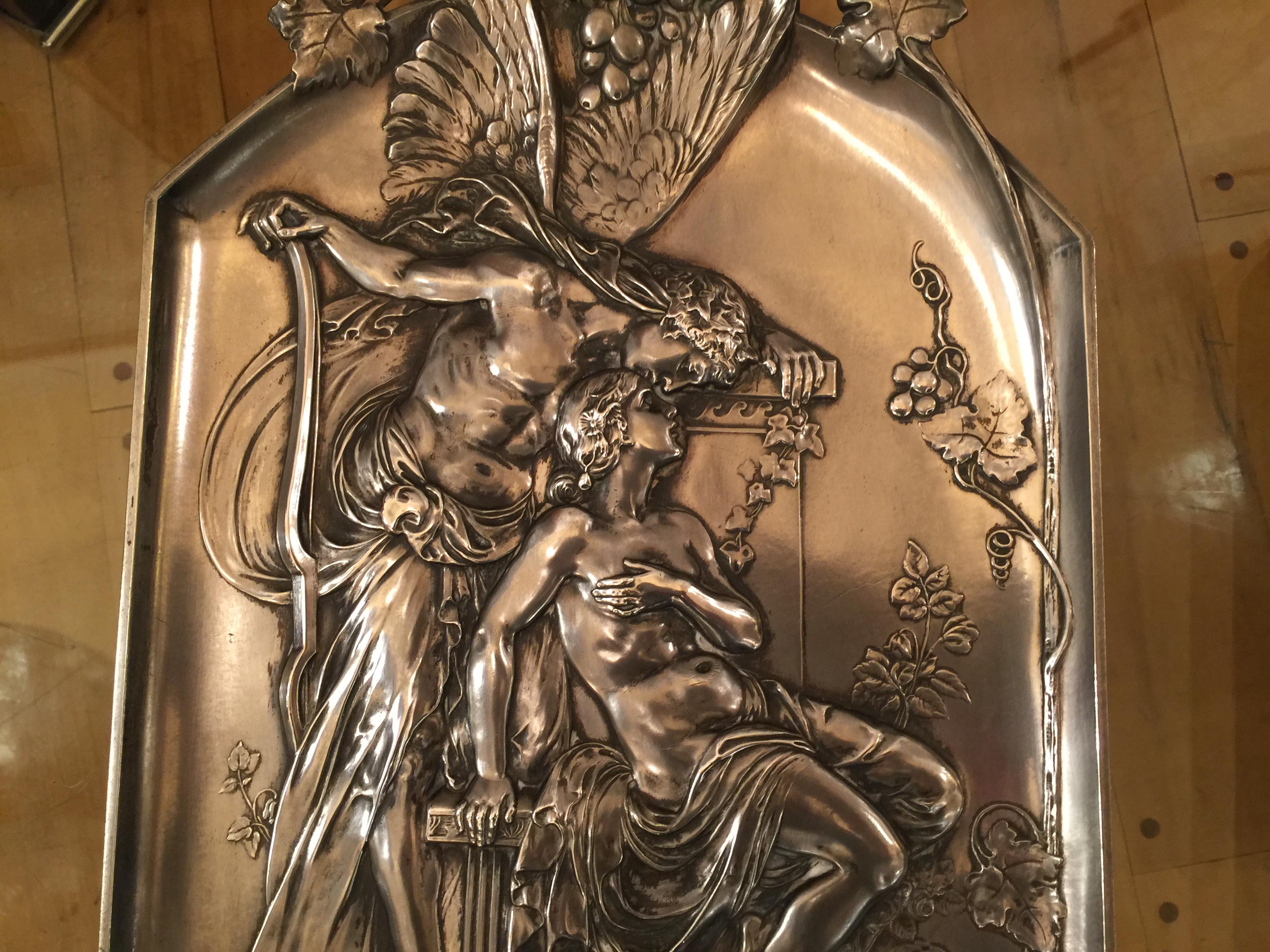 Greco Roman 2 Wall Plates WMF, German, 1909 in Silver Plated, Jugendstil, Art Nouveau For Sale