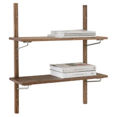 2 Wall Shelving system Torii Made in Solid white Oak and Stainless Steel Holders