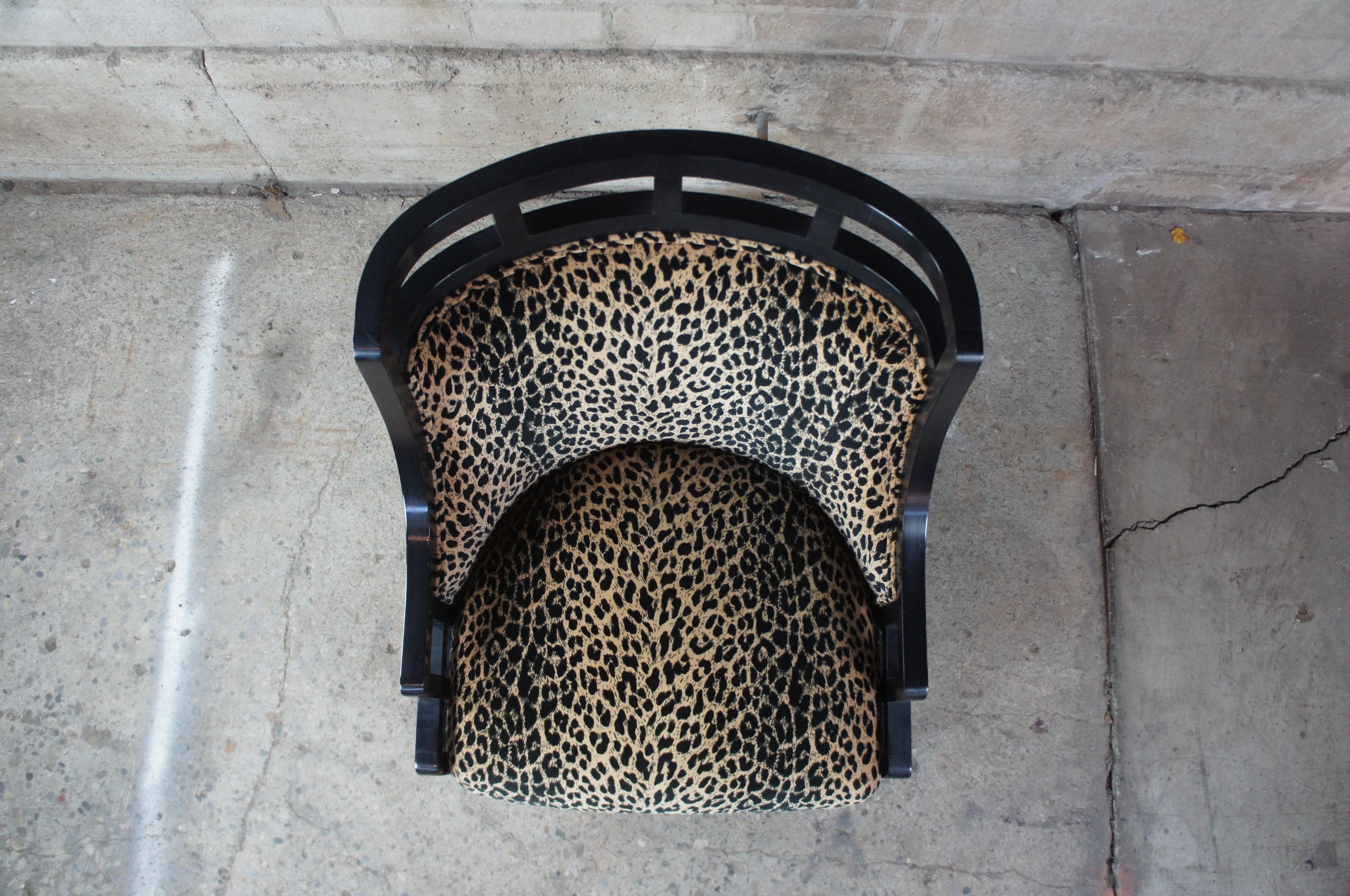 2 Wallis Simpson Cheetah Barrel Club Lounge Chairs Jay Spectre for Century MCM 2