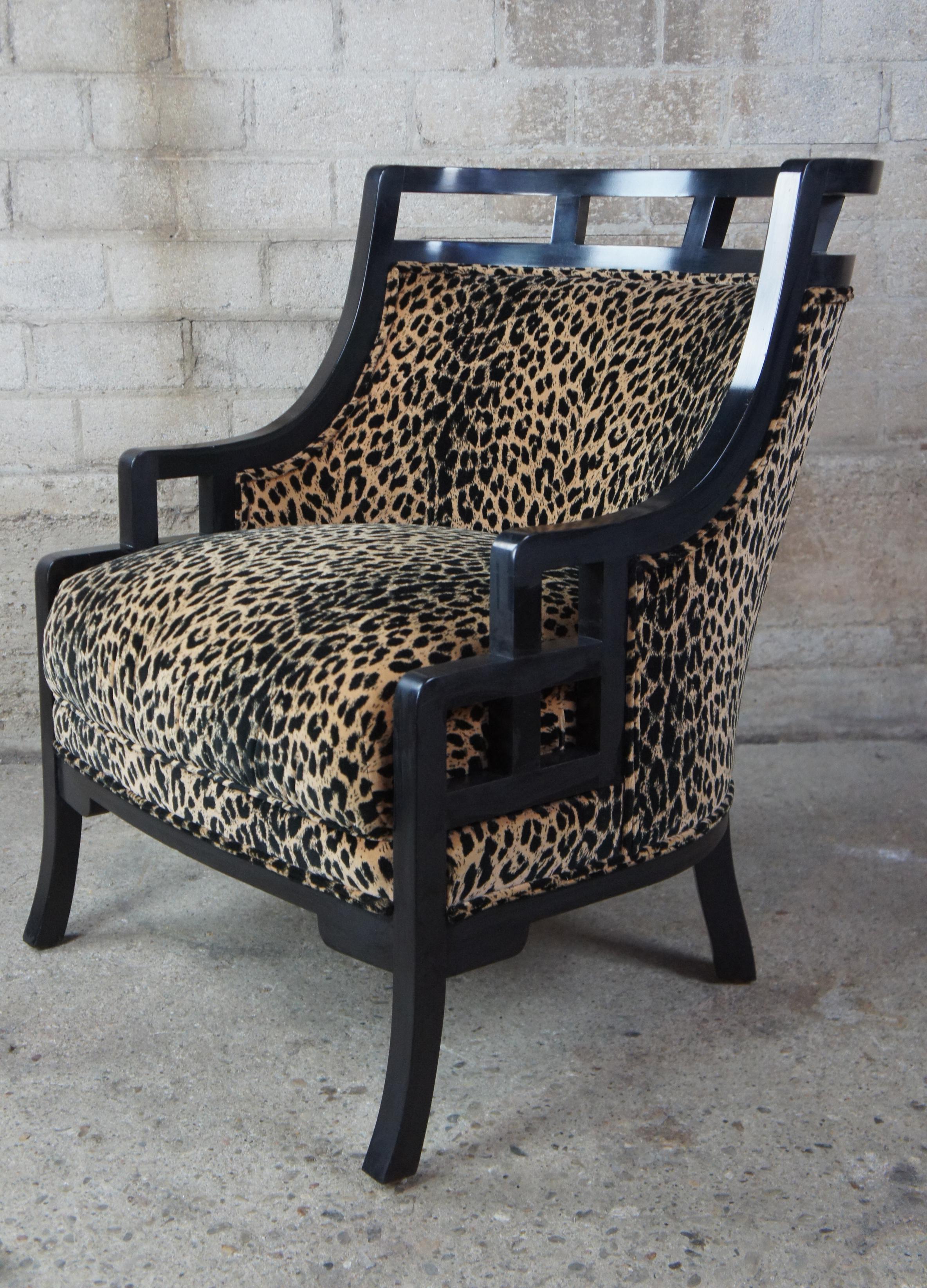 Mid-Century Modern 2 Wallis Simpson Cheetah Barrel Club Lounge Chairs Jay Spectre for Century MCM