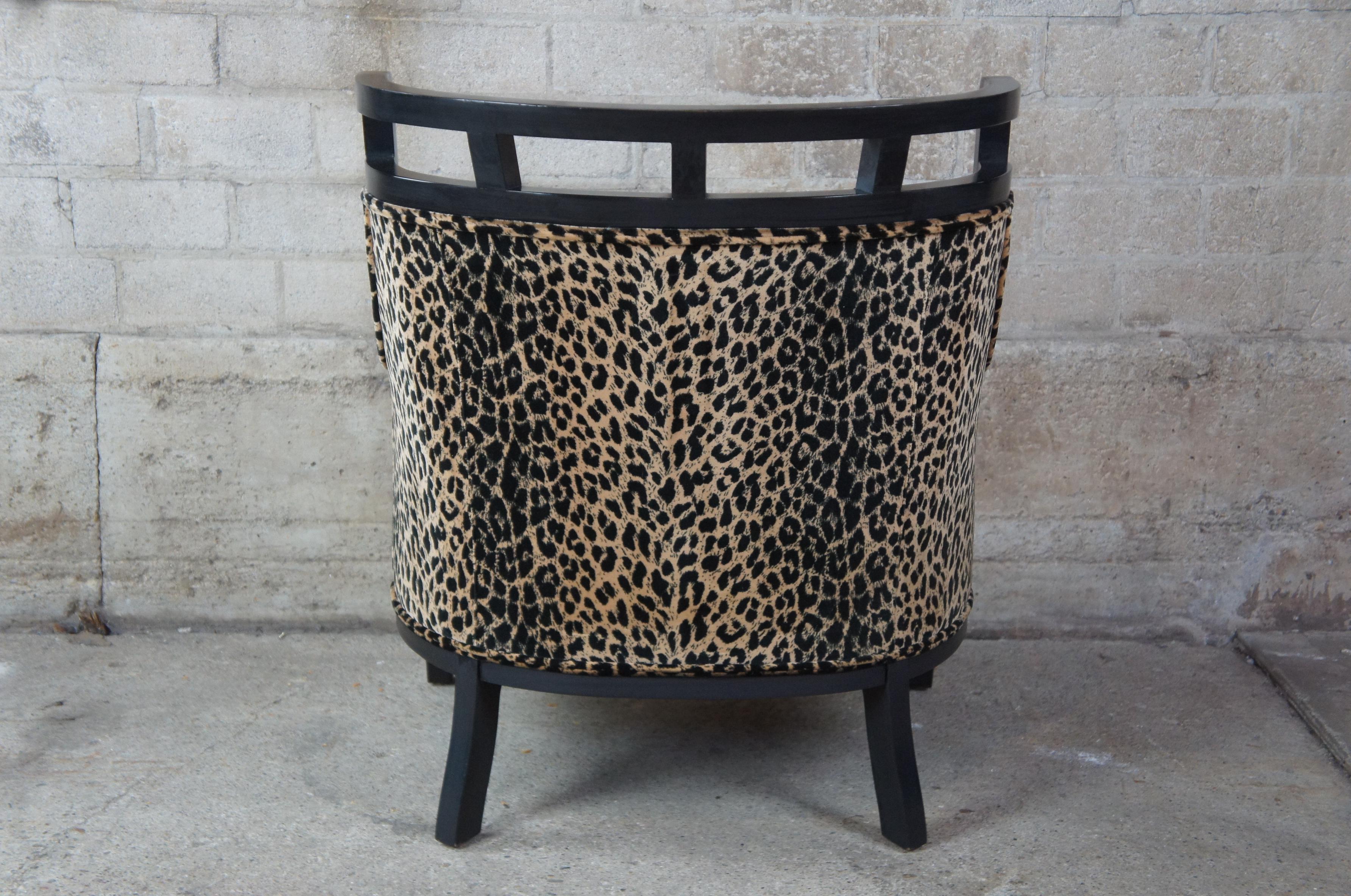 20th Century 2 Wallis Simpson Cheetah Barrel Club Lounge Chairs Jay Spectre for Century MCM