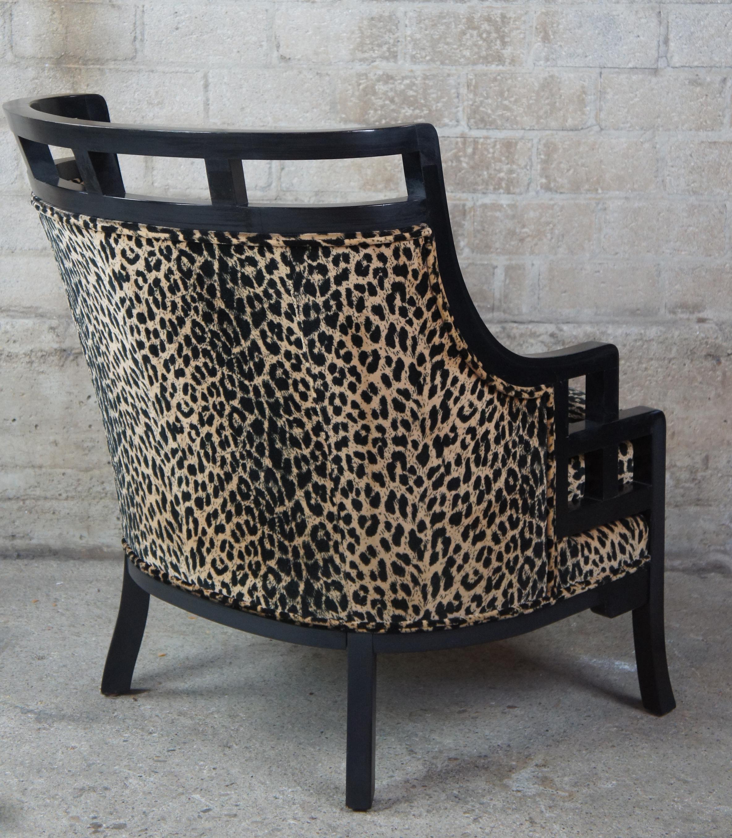 Fabric 2 Wallis Simpson Cheetah Barrel Club Lounge Chairs Jay Spectre for Century MCM