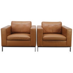 2 Walter Knoll "Foster 503.10" Armchairs in Tan-Brown Leather by Norman Foster