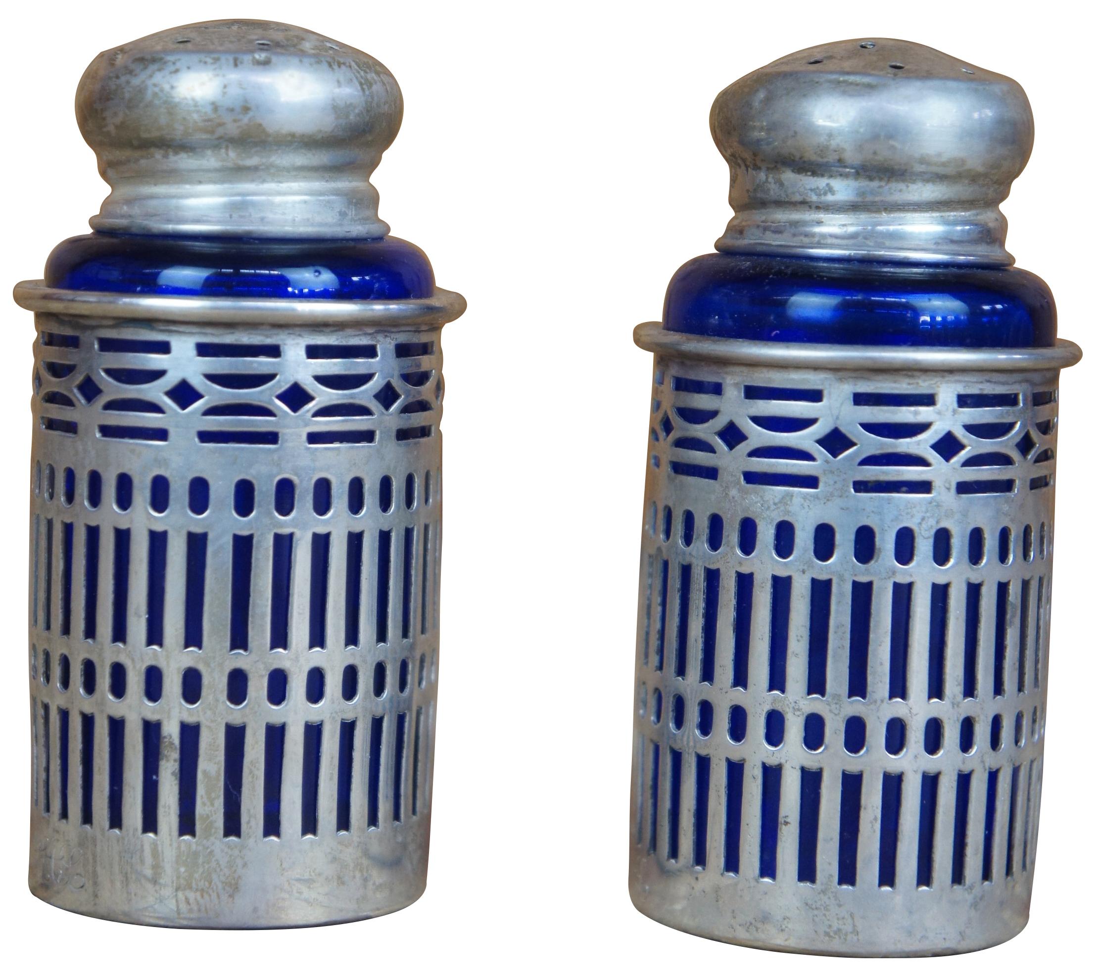 vintage cobalt blue salt and pepper shakers