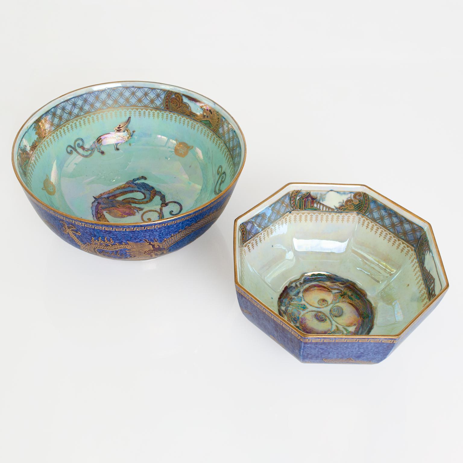 2 cuencos de Wedgwood Fairyland Lustre diseñados por Daisy Makeig-Jones Art Decó en venta