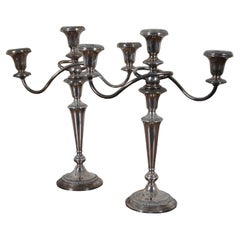 2 Weighted Sterling Silver Convertible Three Light Candelabra Candlesticks