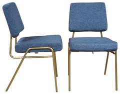 2 West Elm Heathered Blue Wire Frame Dining Accent Chairs Williams Sonoma MCM