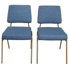 2 Chaises d'appoint West Elm Heathered Blue Wire Frame Williams Sonoma MCM