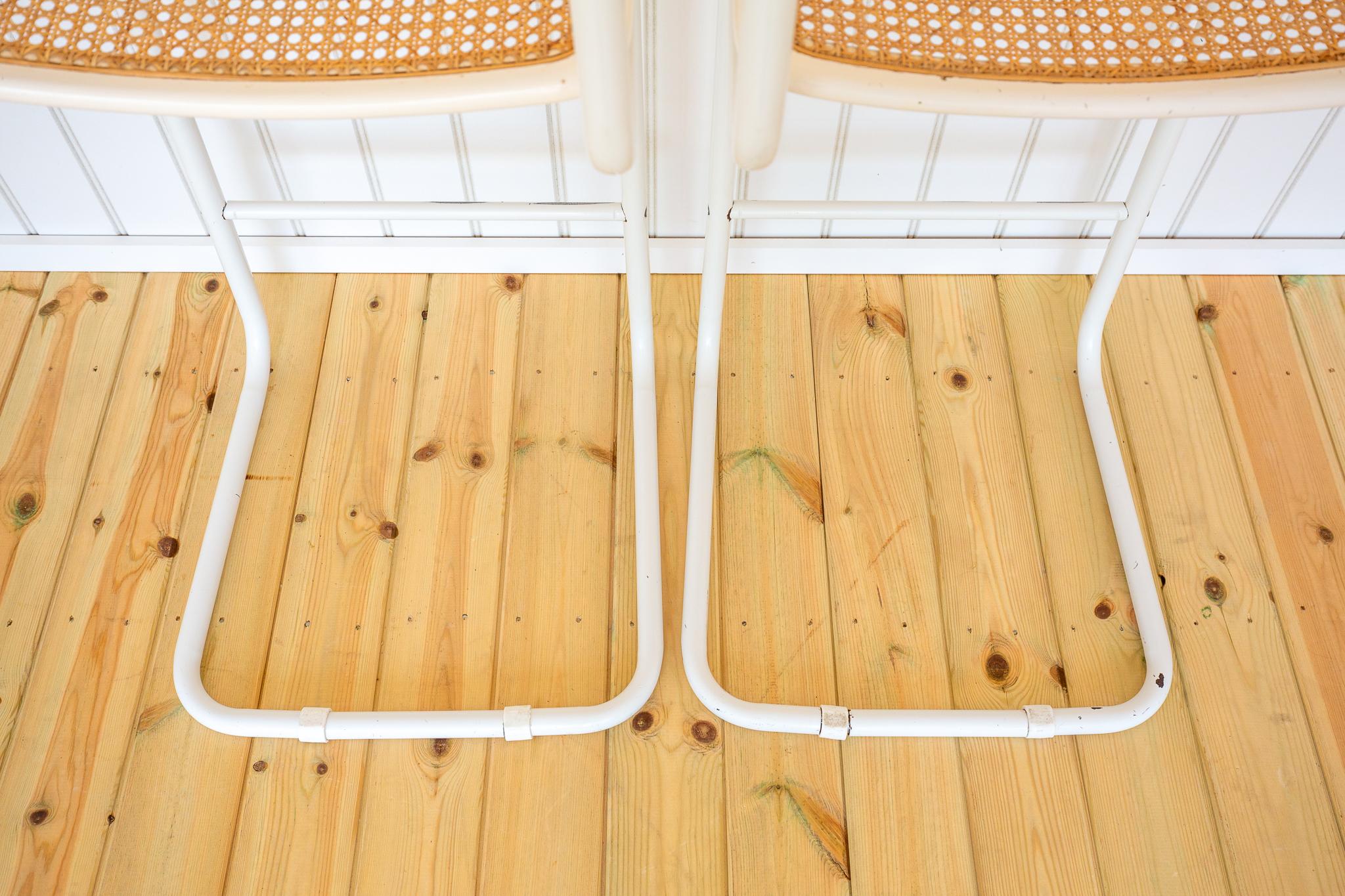 2 White Cesca Barstools Marcel Breuer B64 S64 Bauhaus Rattan Bar Chair MCM 1970s im Angebot 12