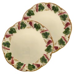 2 White Flowery "George Sand" Dinner Plates