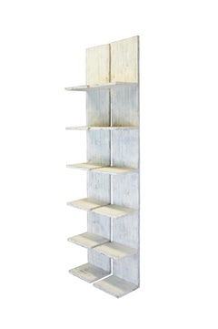 2 White Painted Pine Chic Farmhouse Tiered Wall Shelf Library Bookcases 77"